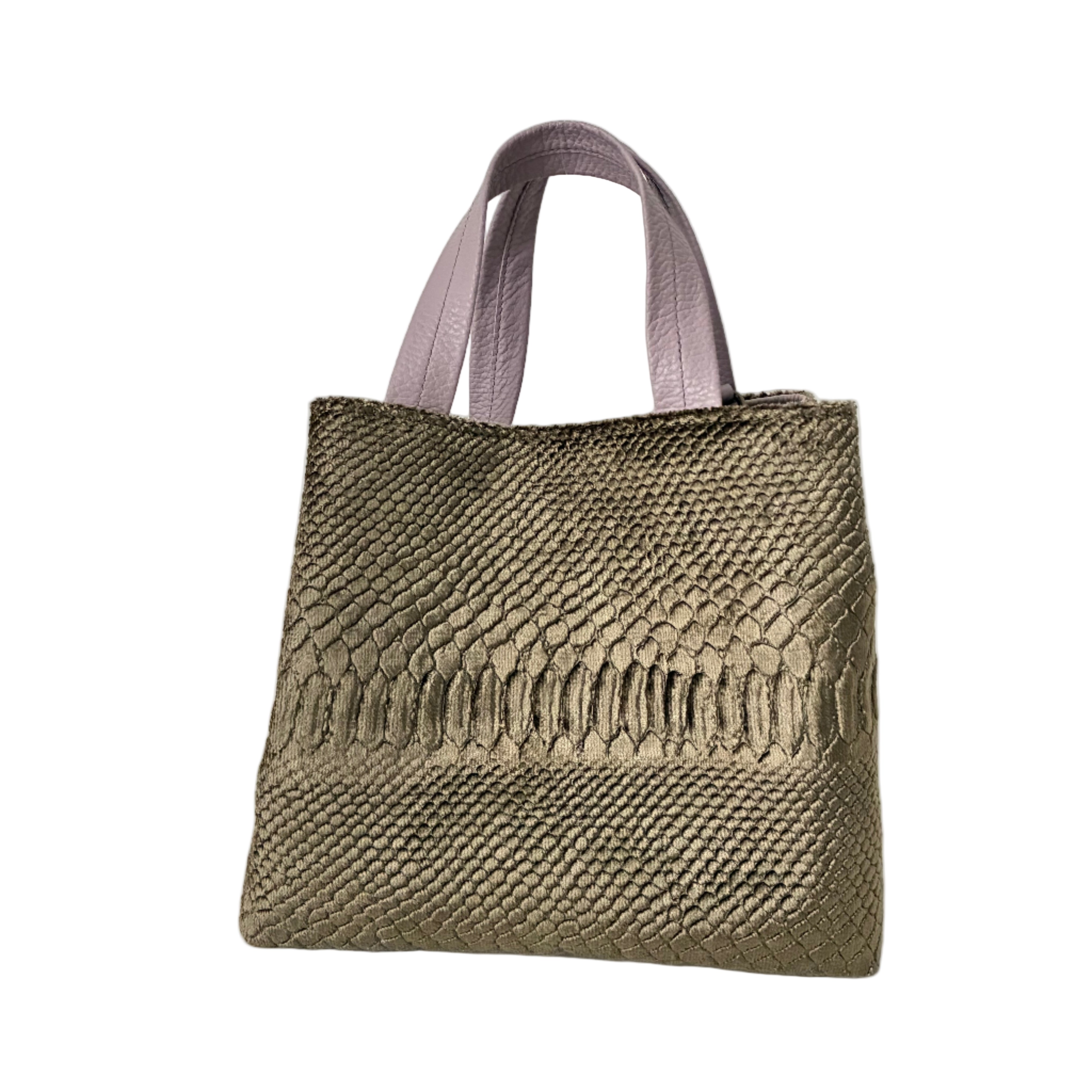 ベロア型押しベージュ / ボートバッグS