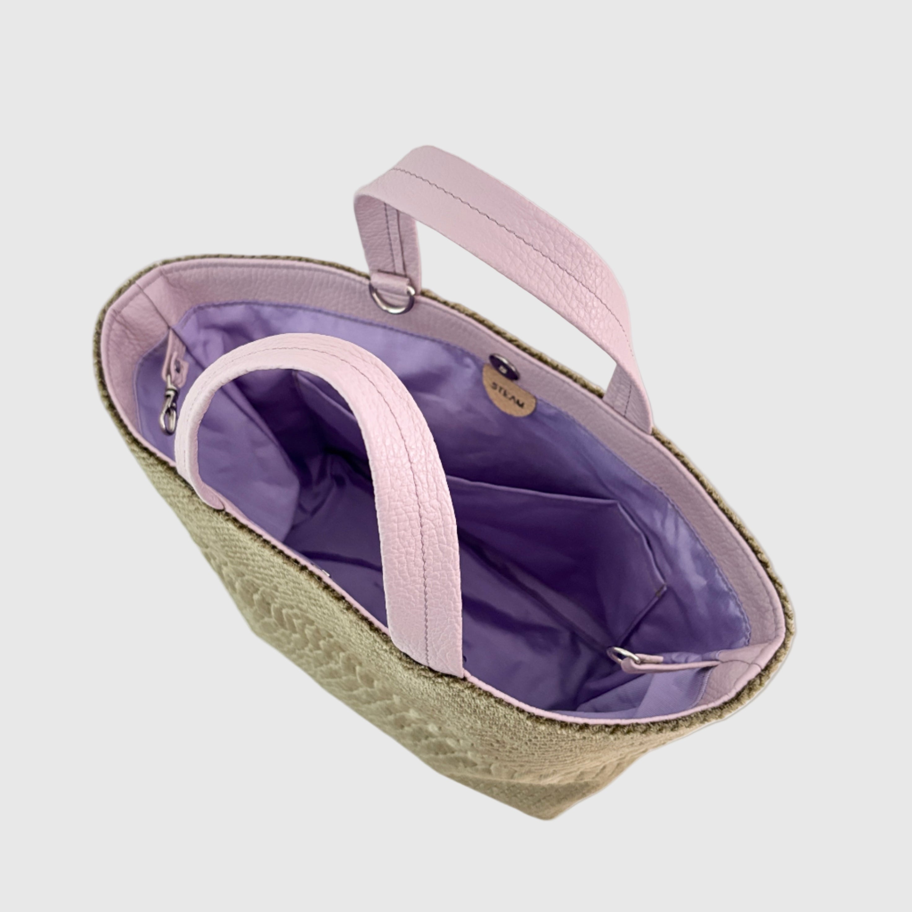 ベロア型押しベージュ / ボートバッグS