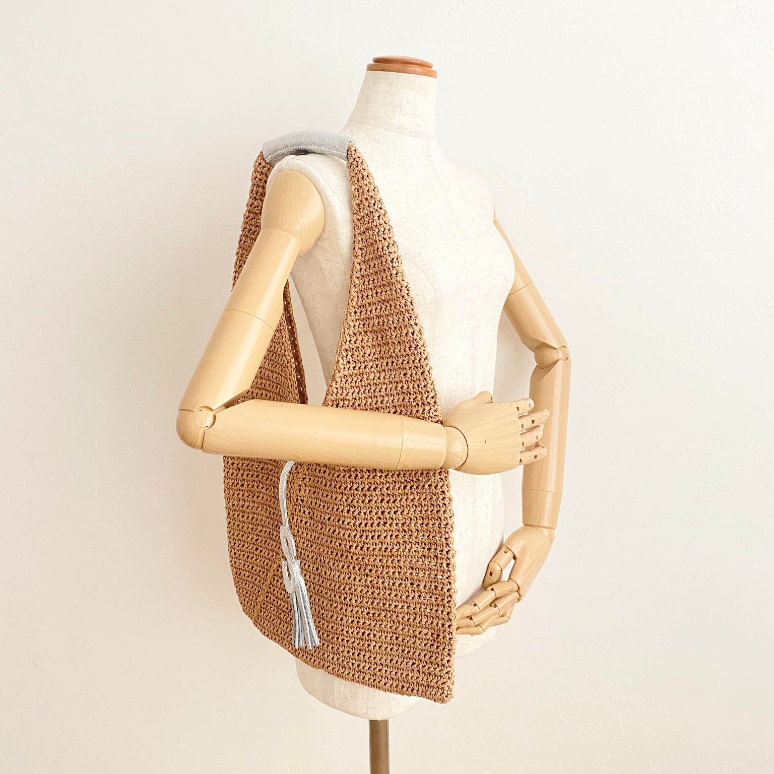 ナチュラル×シルバーシマ― / ヘンプワンハンドルバッグ