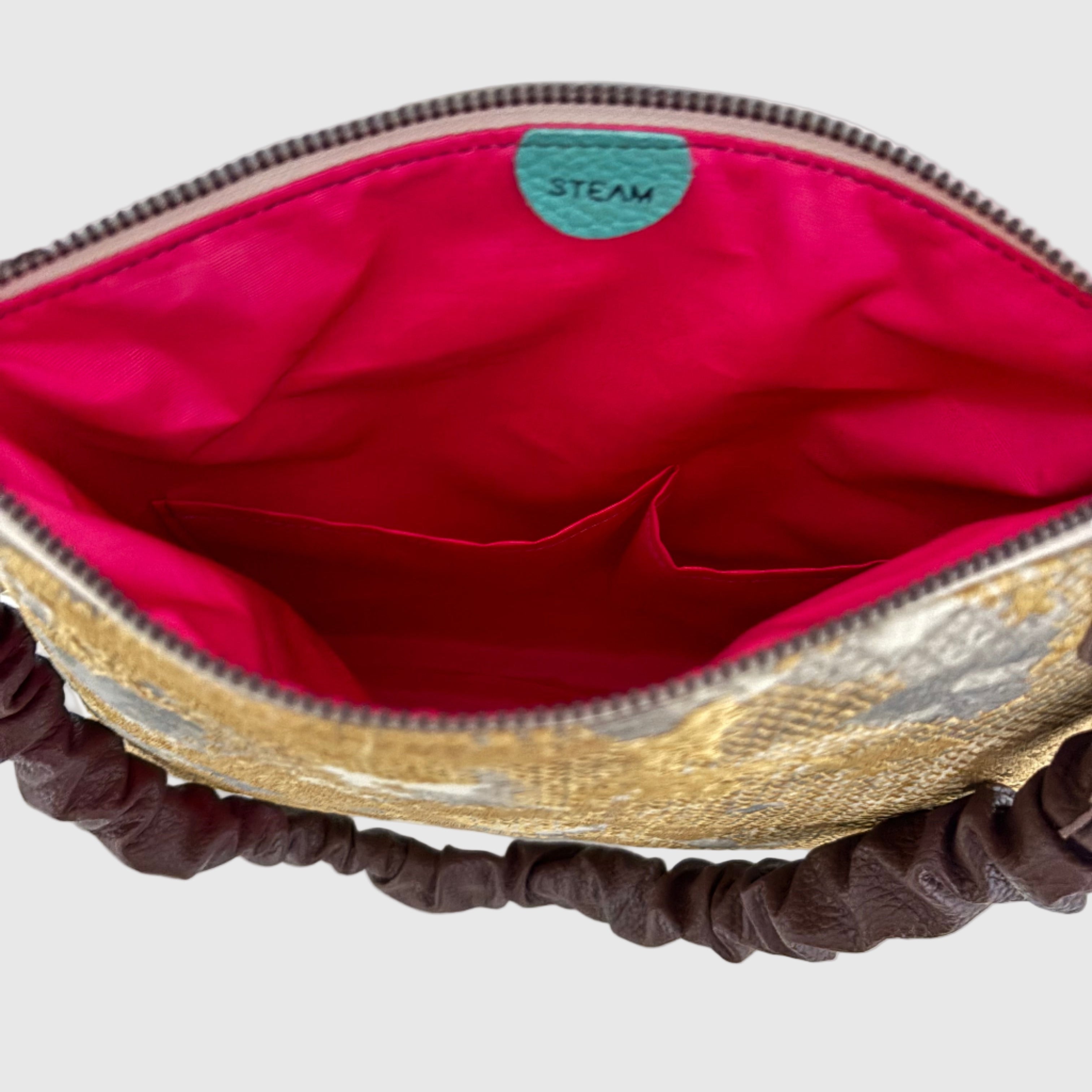 マーブルクロスステッチゴールド L / フラットポシェットM