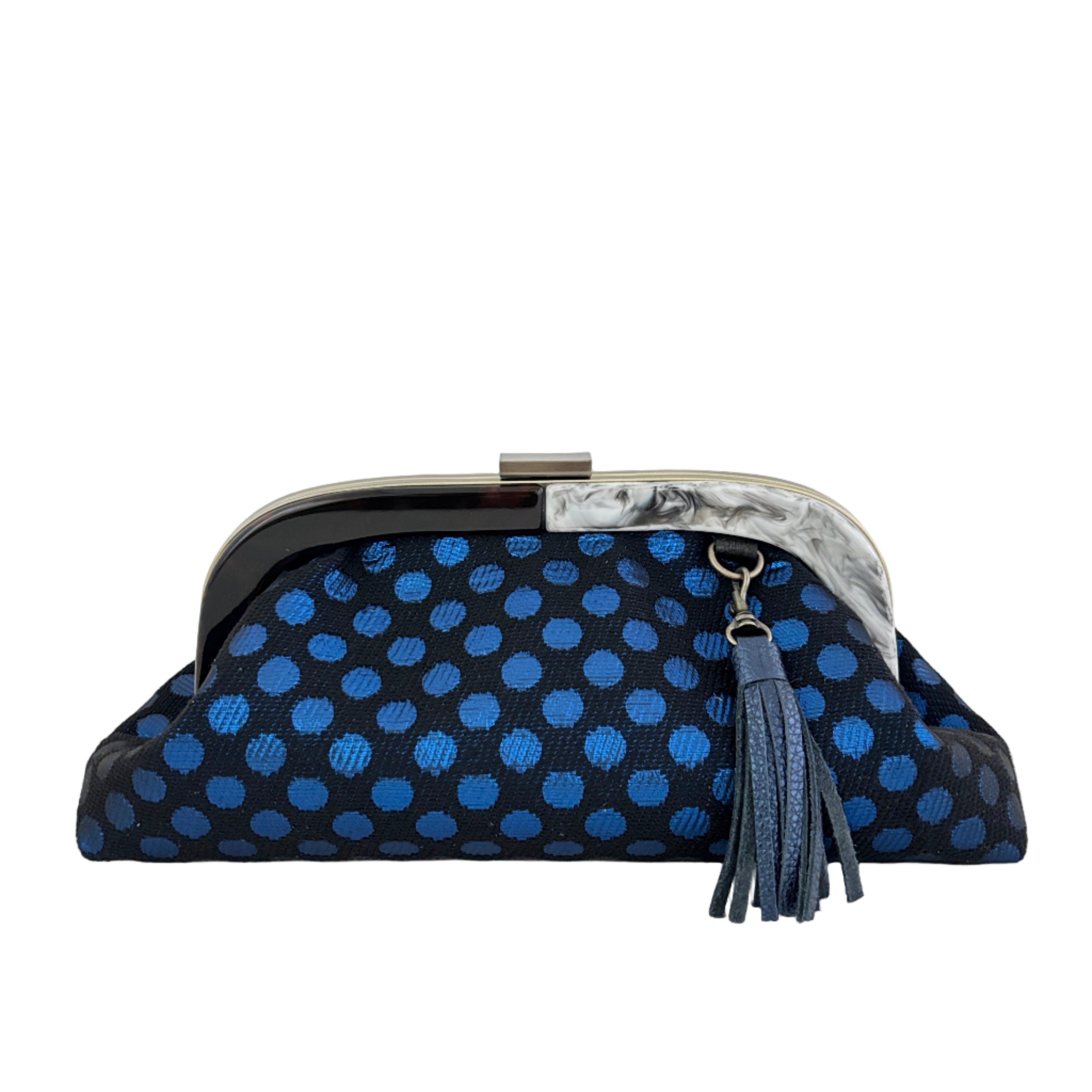 ネイビーラメドット / バイカラーがま口ポシェット