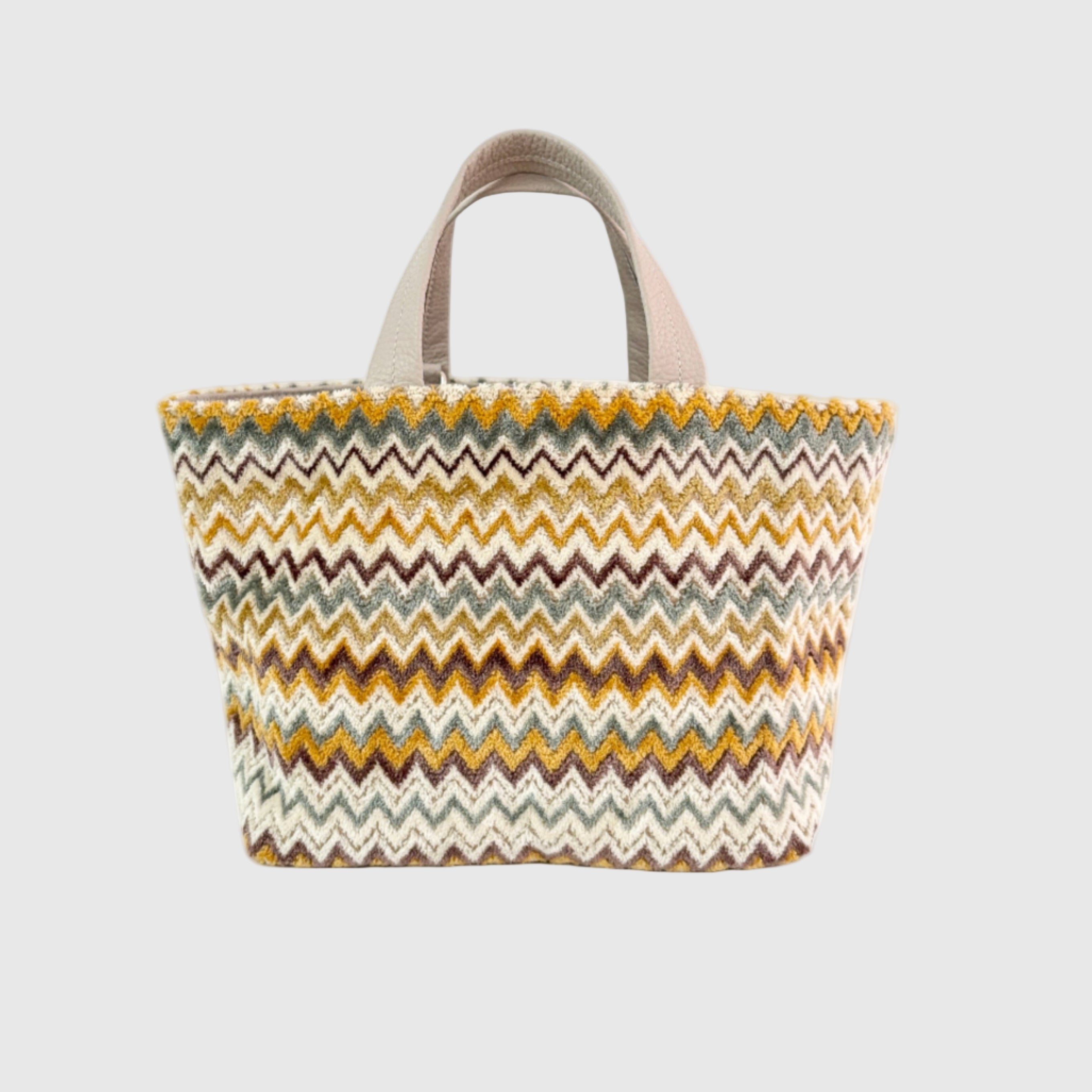 ベロアジグザグホワイト / ボートバッグS