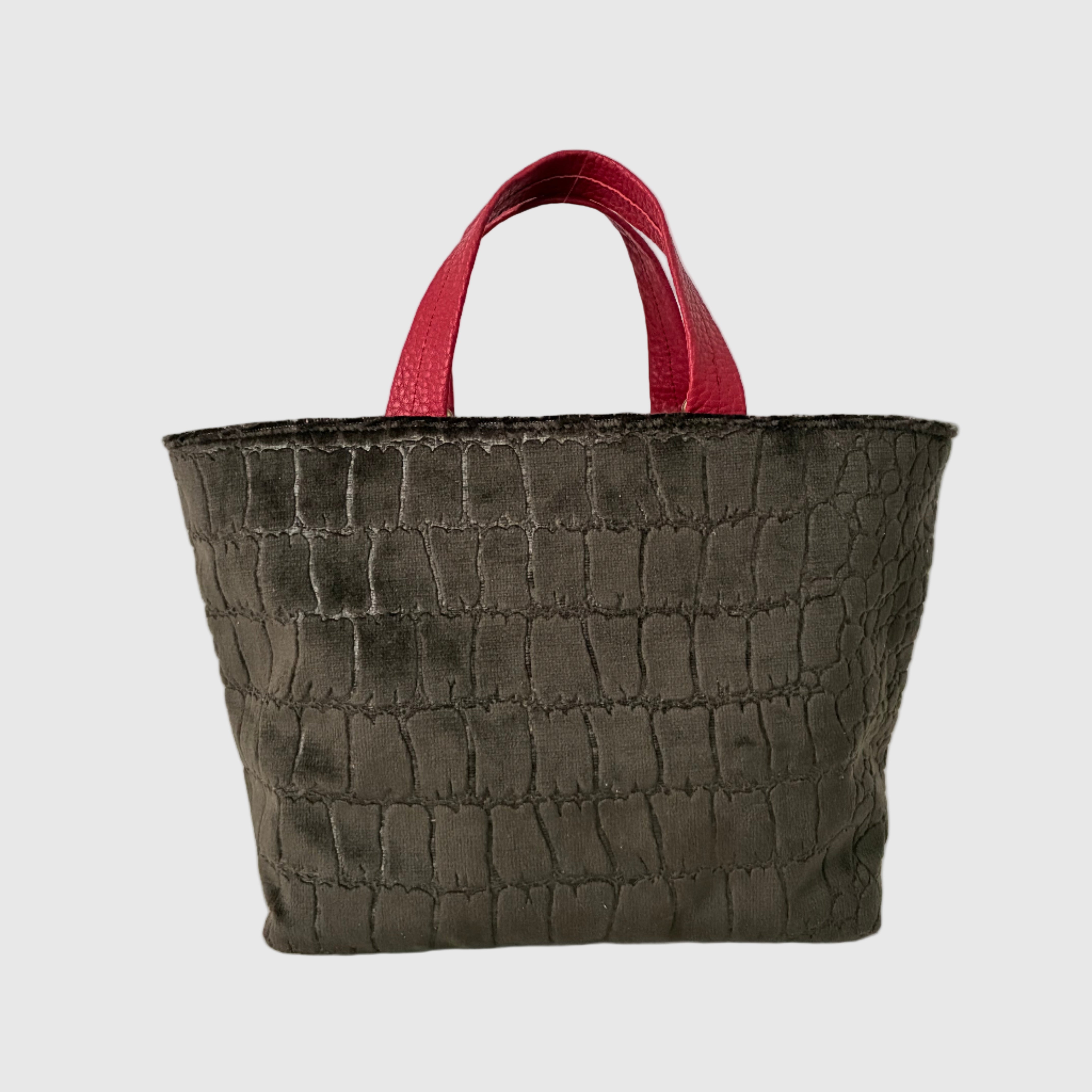 ベロア型押しダークブラウン / ボートバッグS