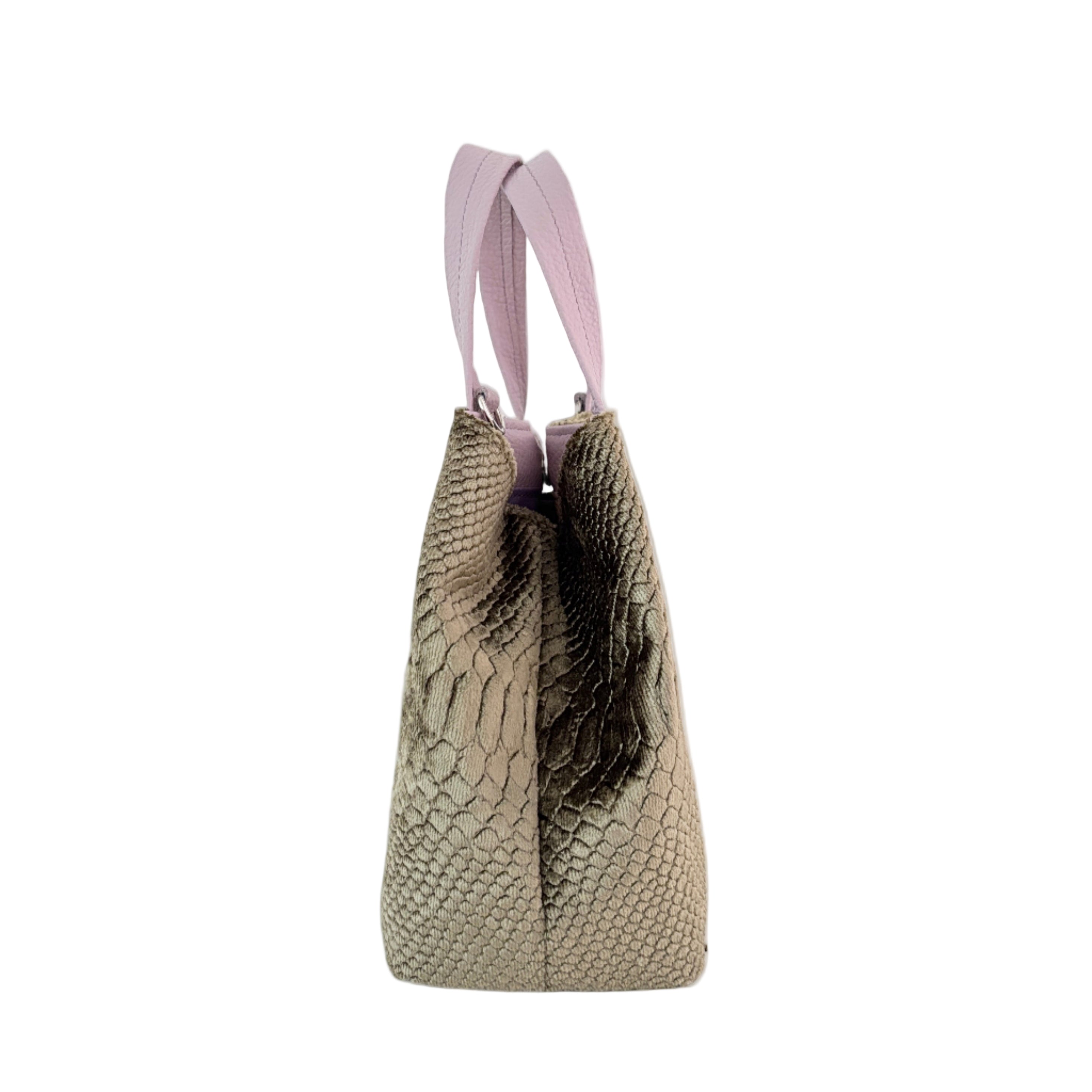 ベロア型押しベージュ / ボートバッグS