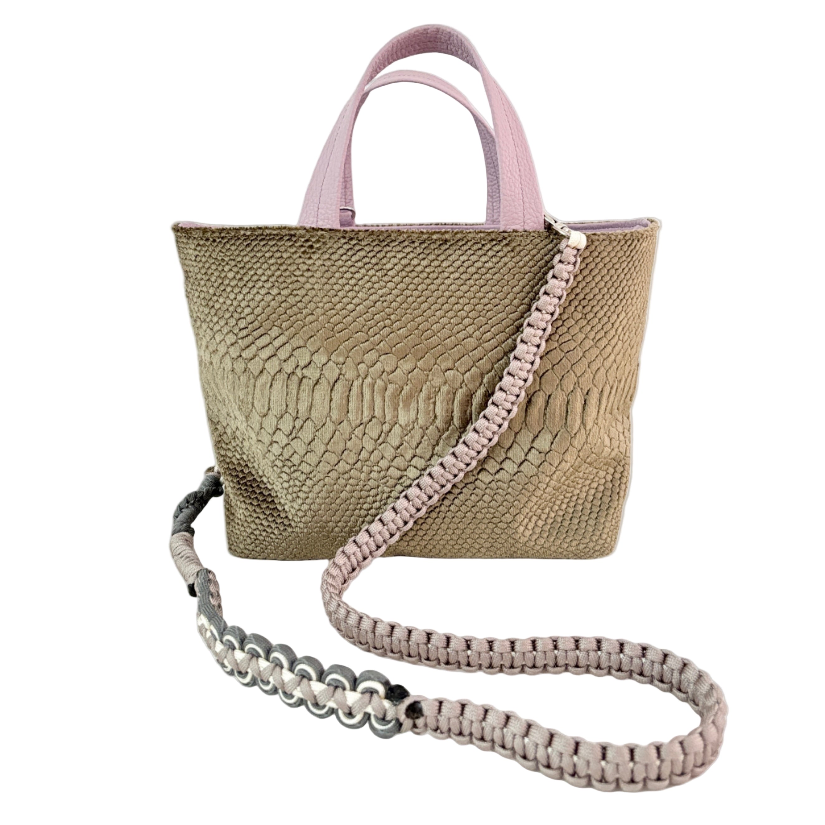 ベロア型押しベージュ / ボートバッグS