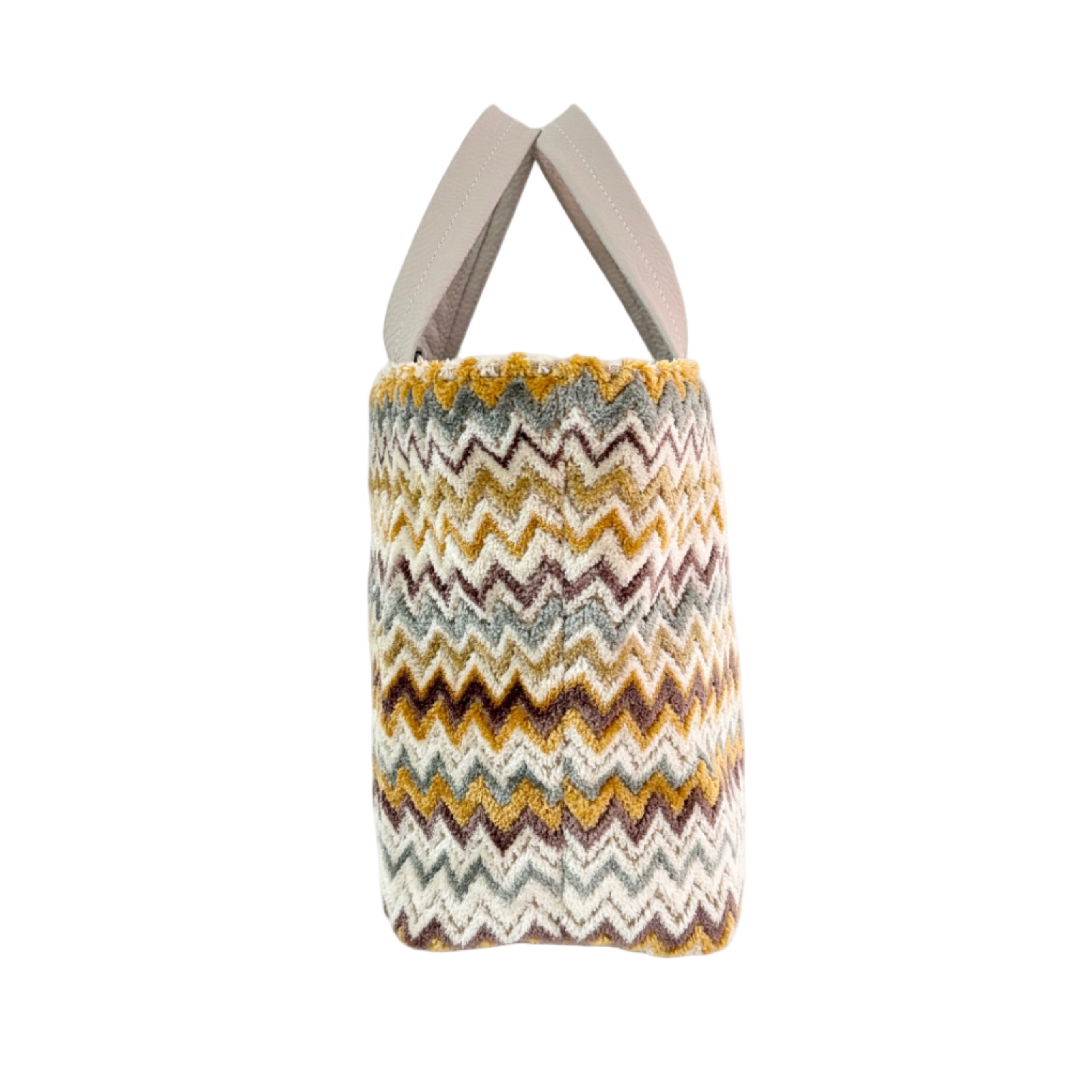 ベロアジグザグホワイト / ボートバッグS