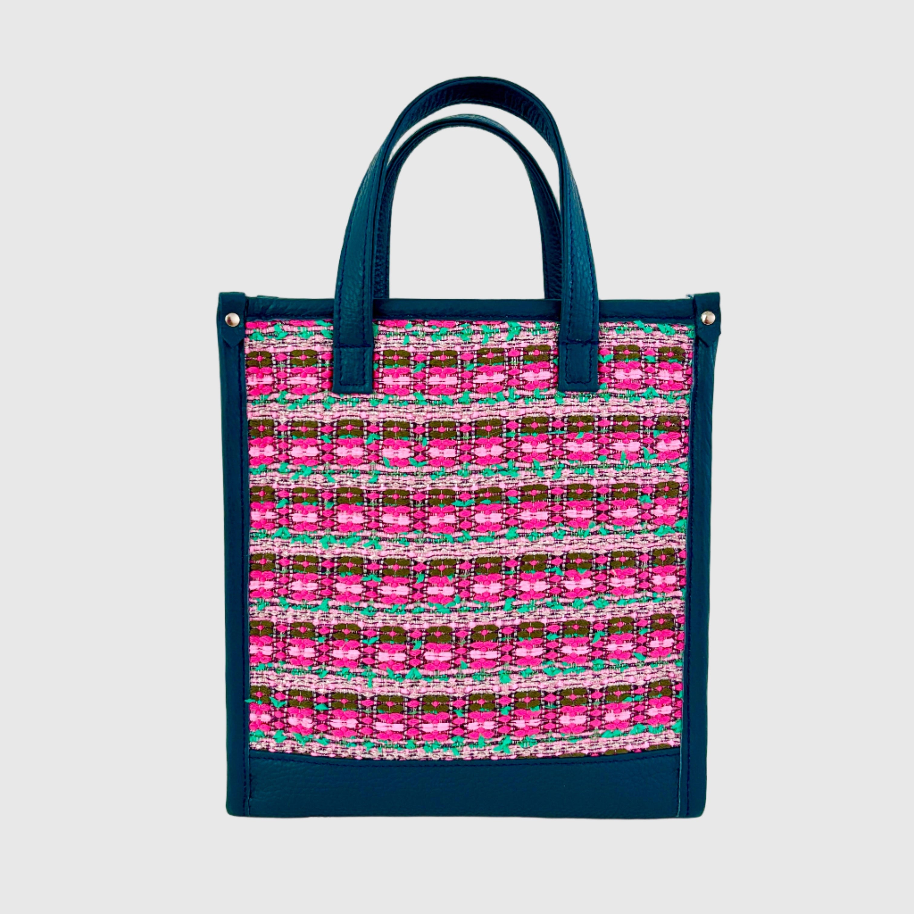 ピンクマークボーダーS×ディープオーシャン / バーティカルトート トールS