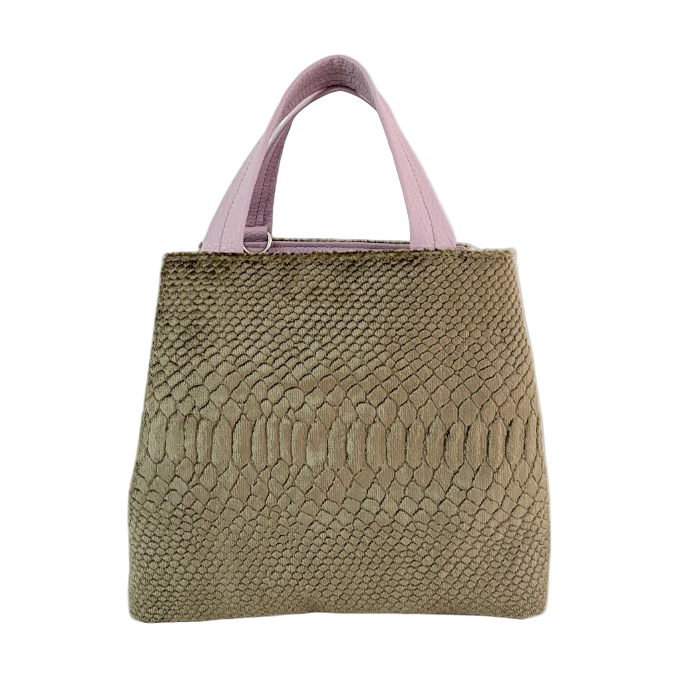 ベロア型押しベージュ / ボートバッグS