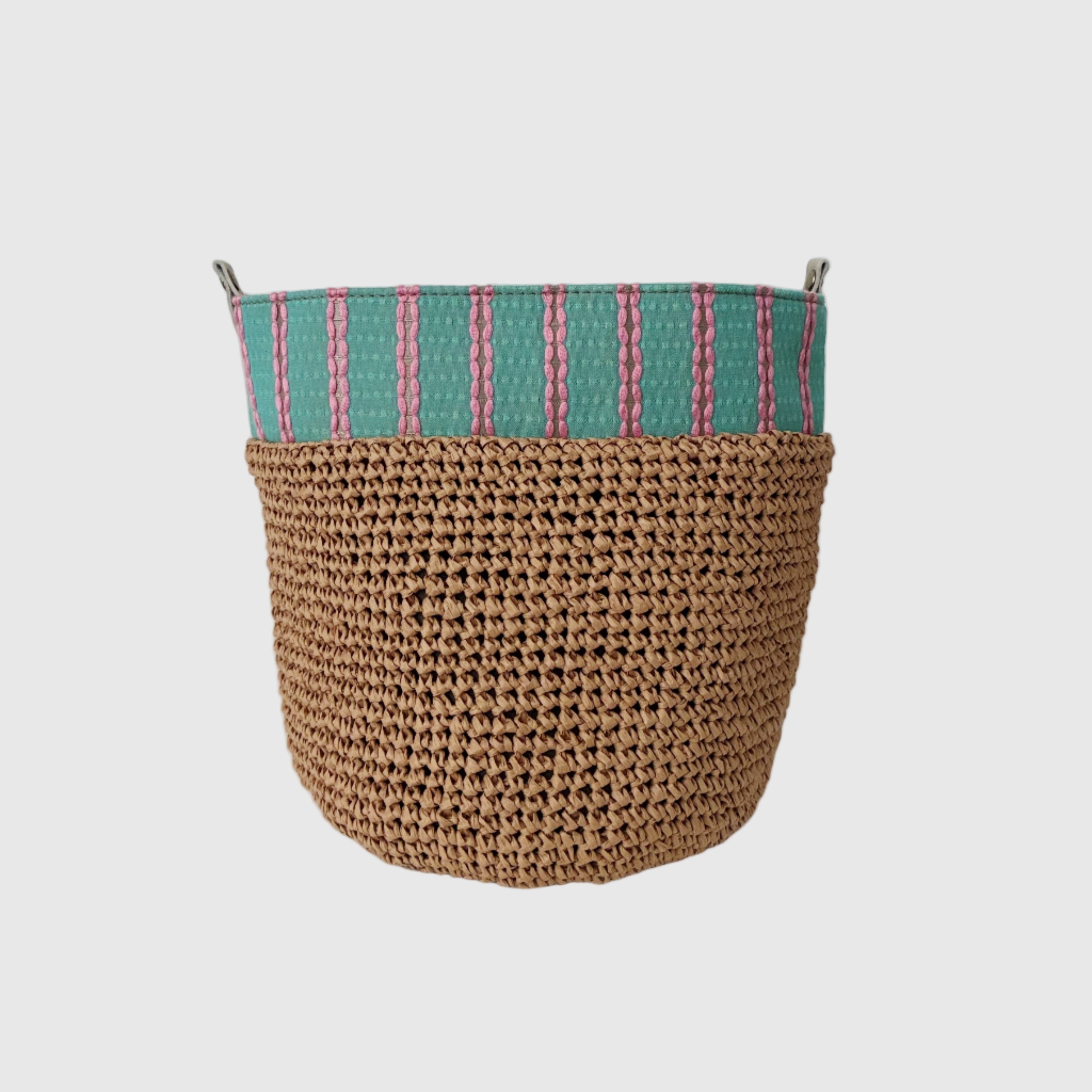 ブルーピンクストライプ×ヘンプナチュラル S / メッシュバッグインナーバッグ