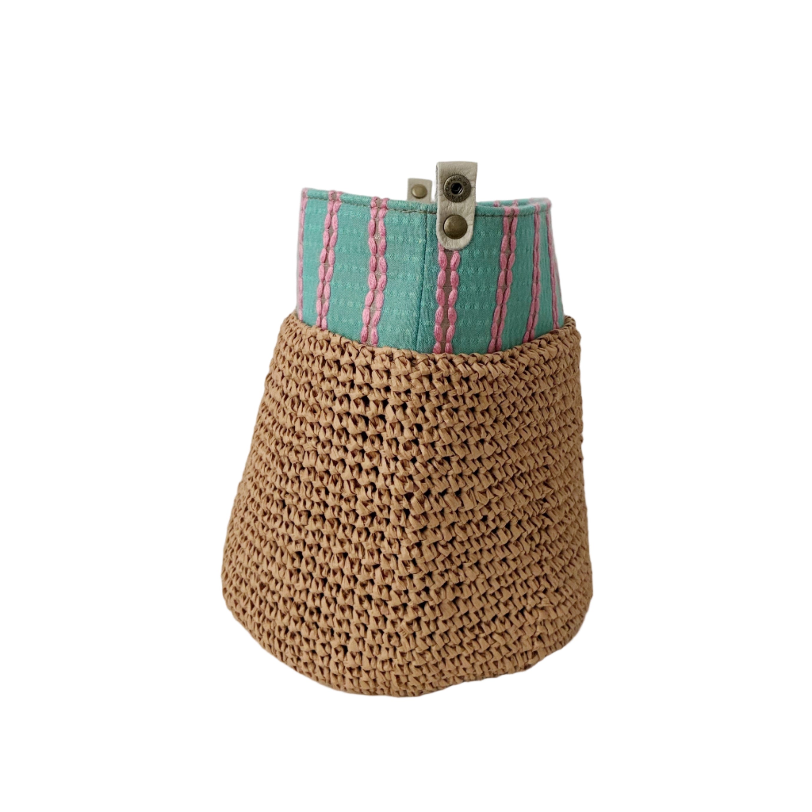 ブルーピンクストライプ×ヘンプナチュラル S / メッシュバッグインナーバッグ