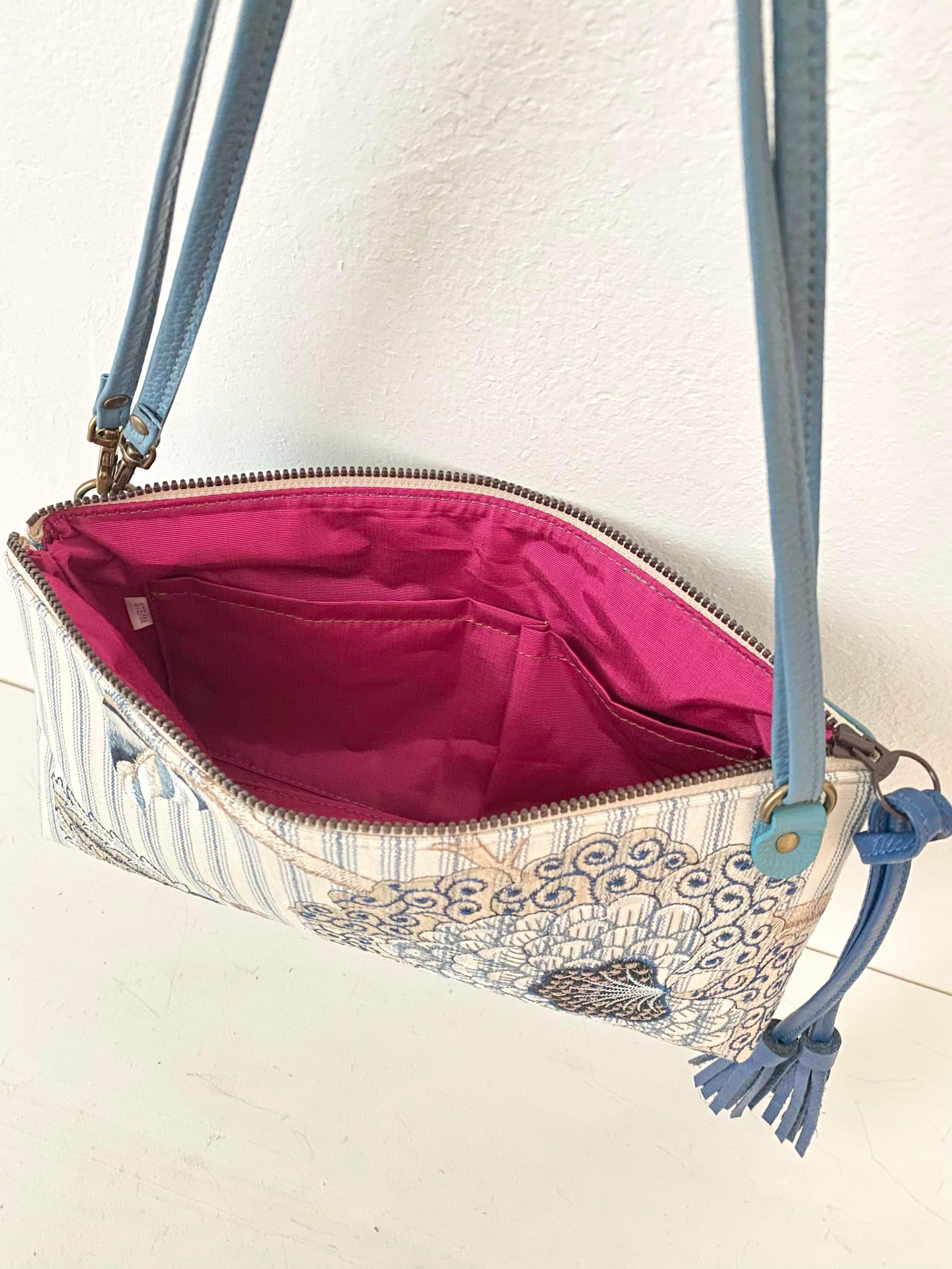 ボタニカルブルーストライプL / フラットポシェット