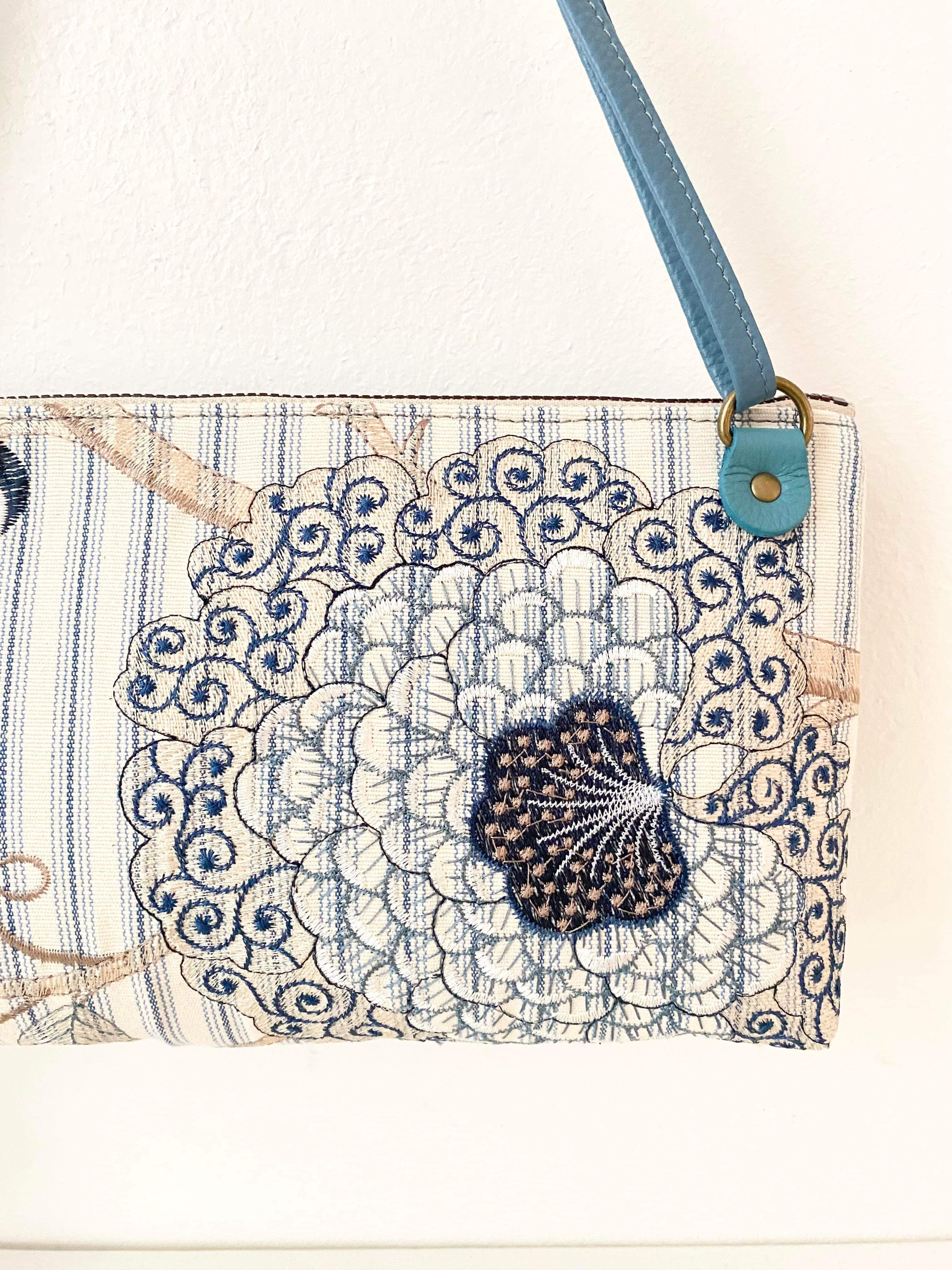 ボタニカルブルーストライプL / フラットポシェット