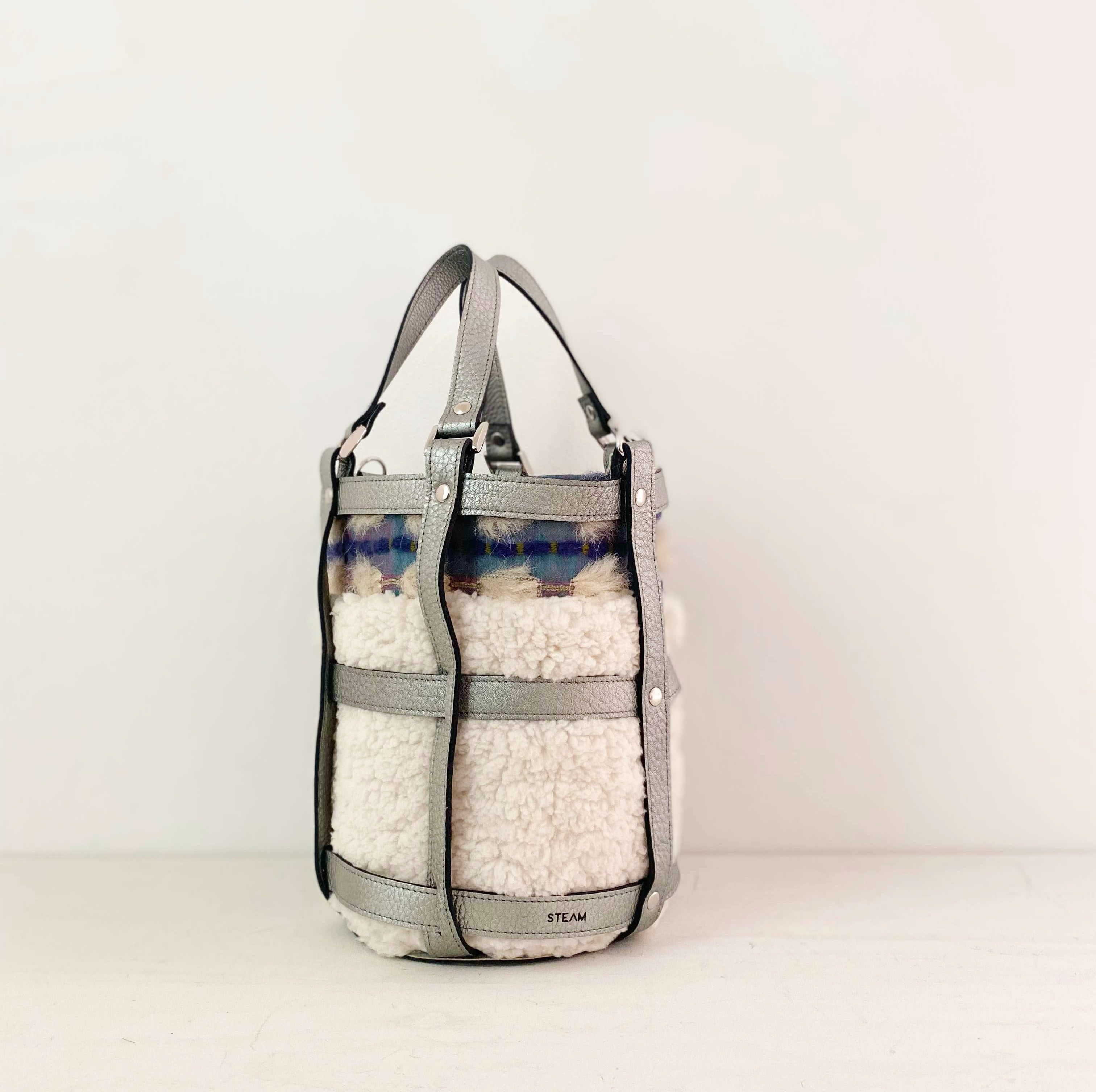 ホワイトボンボン×ボアホワイト S / メッシュバッグインナーバッグ