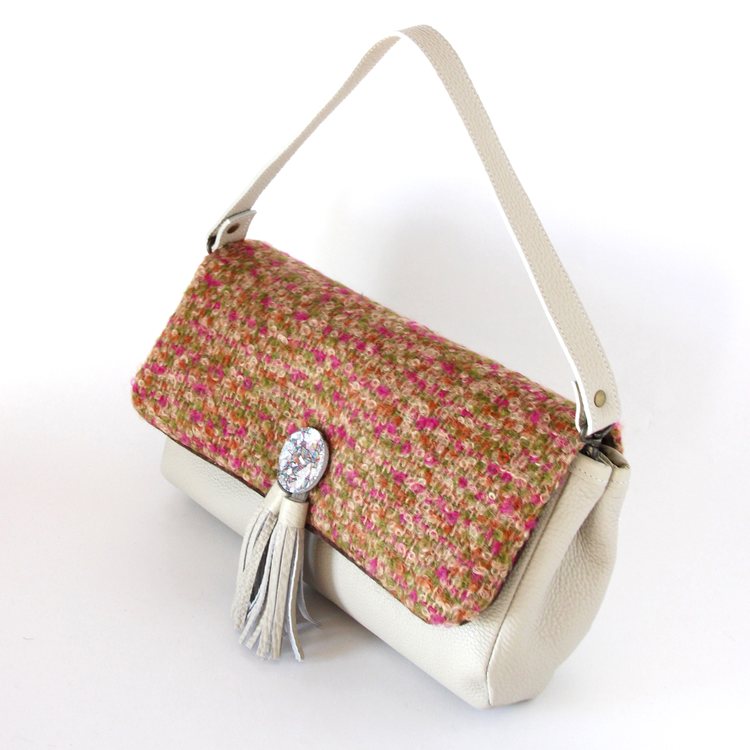 オレンジ×グリーンモヘア / 3wayバッグ Sサイズ