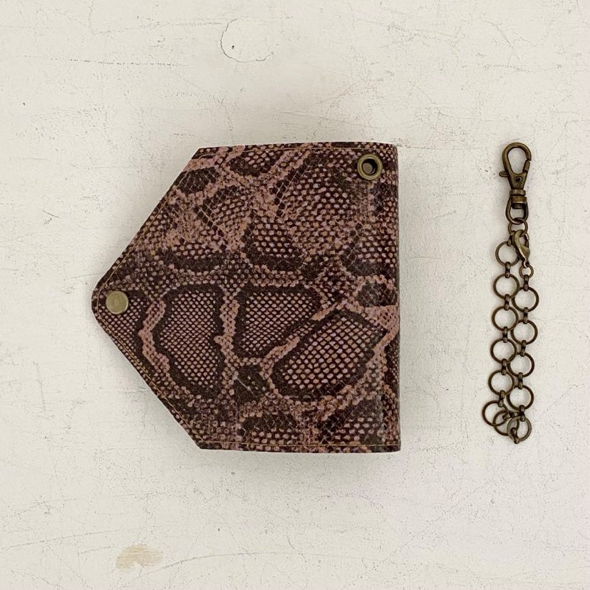 ピンク&ブラウン パイソンレザー / マスクケース