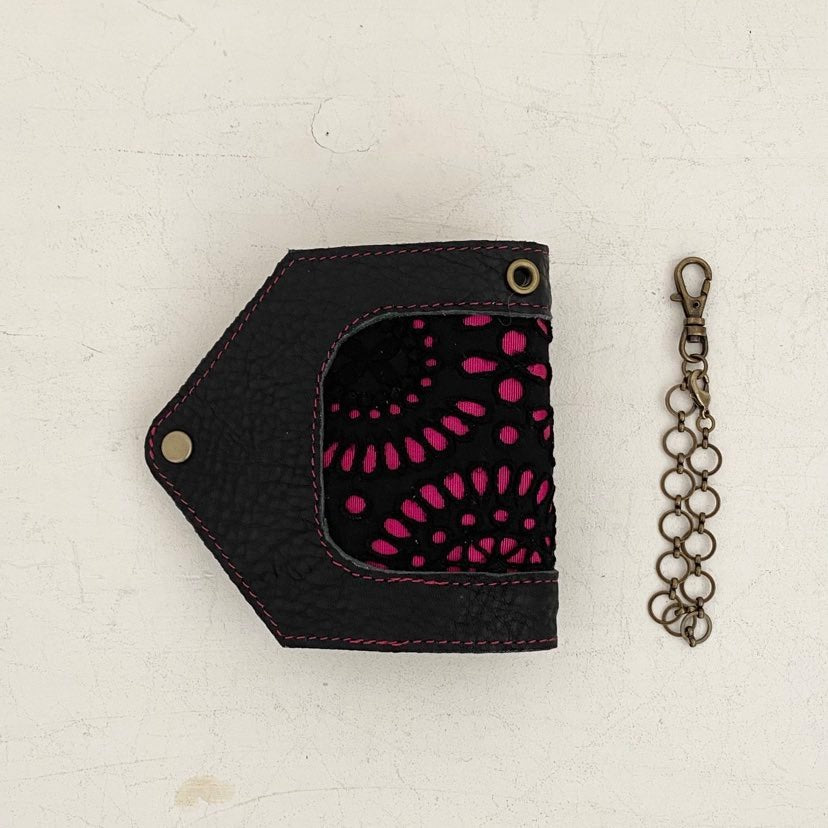 ブラックレースマゼンダ×ブラックレザー / マスクケース