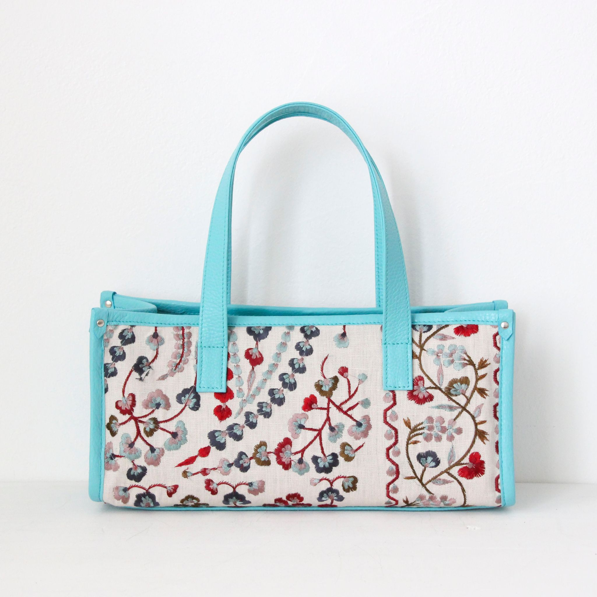 スプリングプランツホワイトベース LXL ×アクア / バーティカルトート ショート