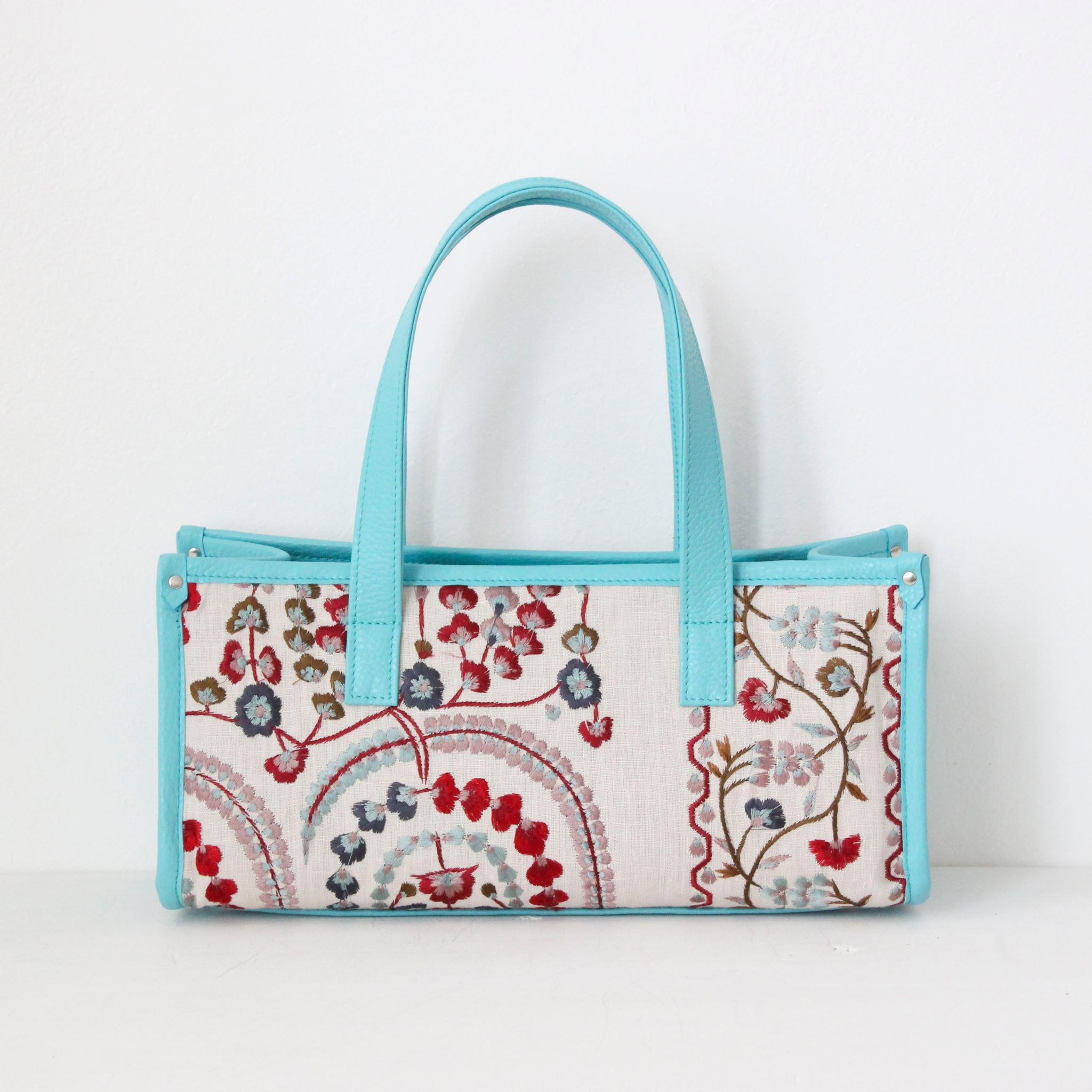 スプリングプランツホワイトベース LXL ×アクア / バーティカルトート ショート