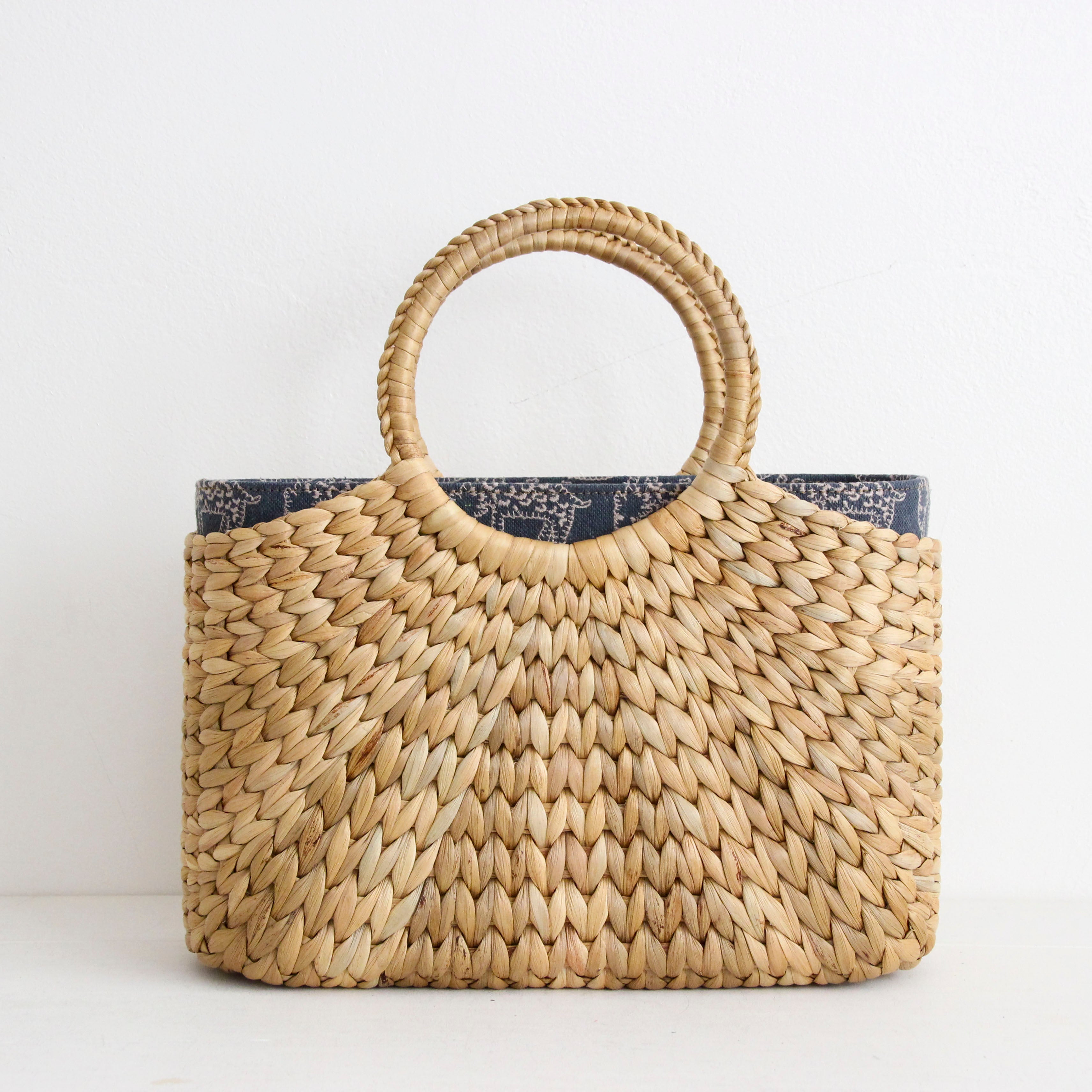 mina'sアニマルブルーグレー / インナーバッグ /かごバッグ Mサイズ用/ SXL