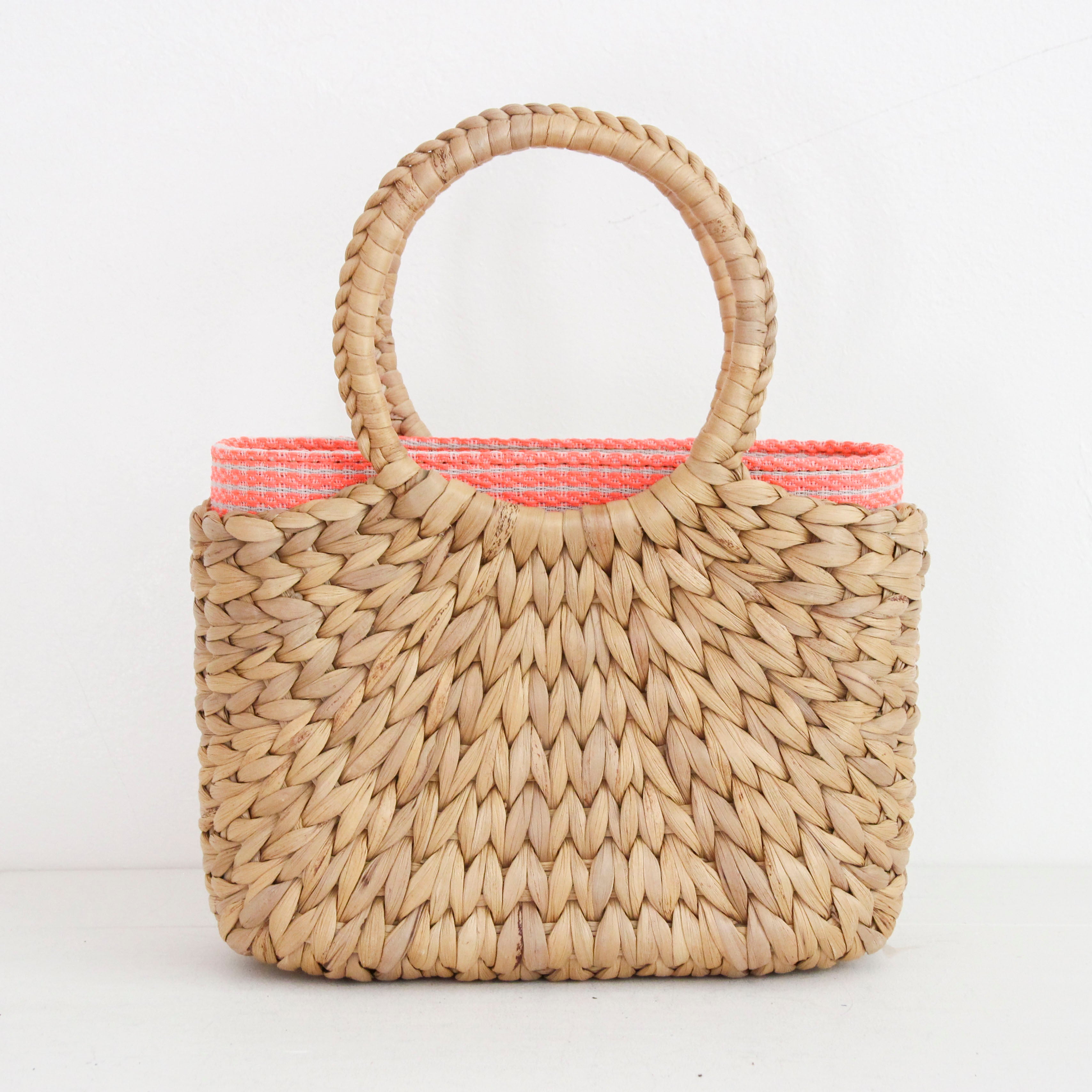 ピーチラメボーダー / インナーバッグ / かごバッグ Sサイズ用 / L