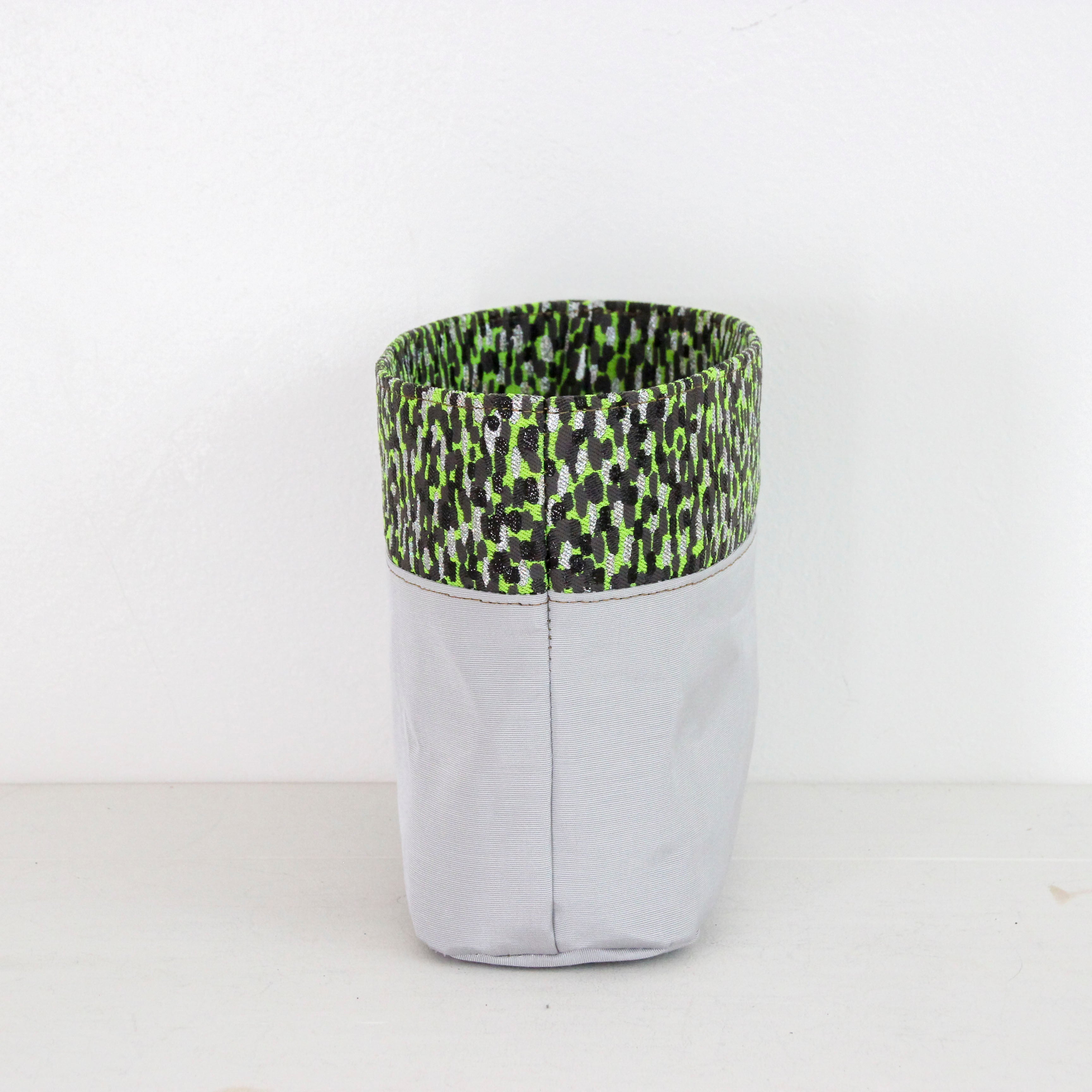 シルバーシマー×マッドグリーン / インナーバッグ / かごバッグ Sサイズ用 / L