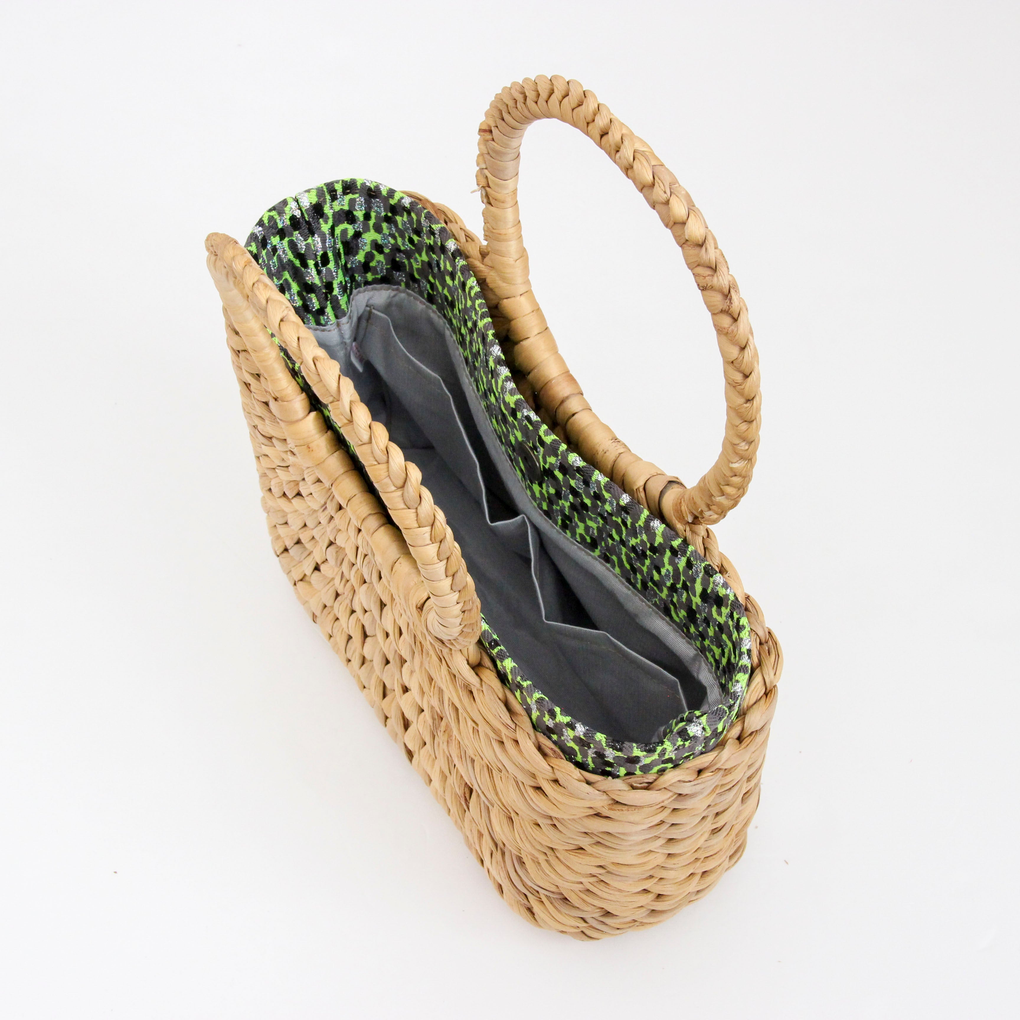 シルバーシマー×マッドグリーン / インナーバッグ / かごバッグ Sサイズ用 / L