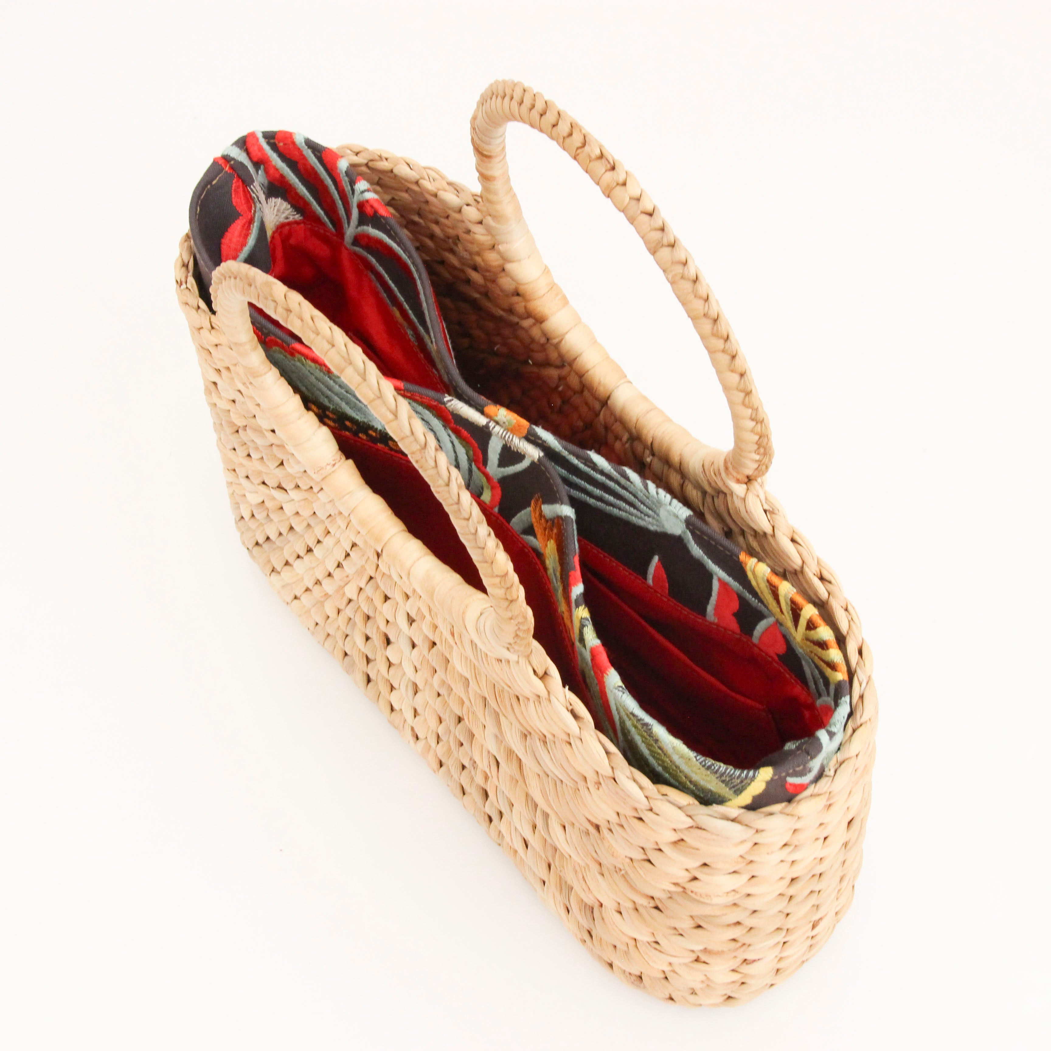 トロピカルフラワーリネン / インナーバッグ /かごバッグ Mサイズ用/ XL