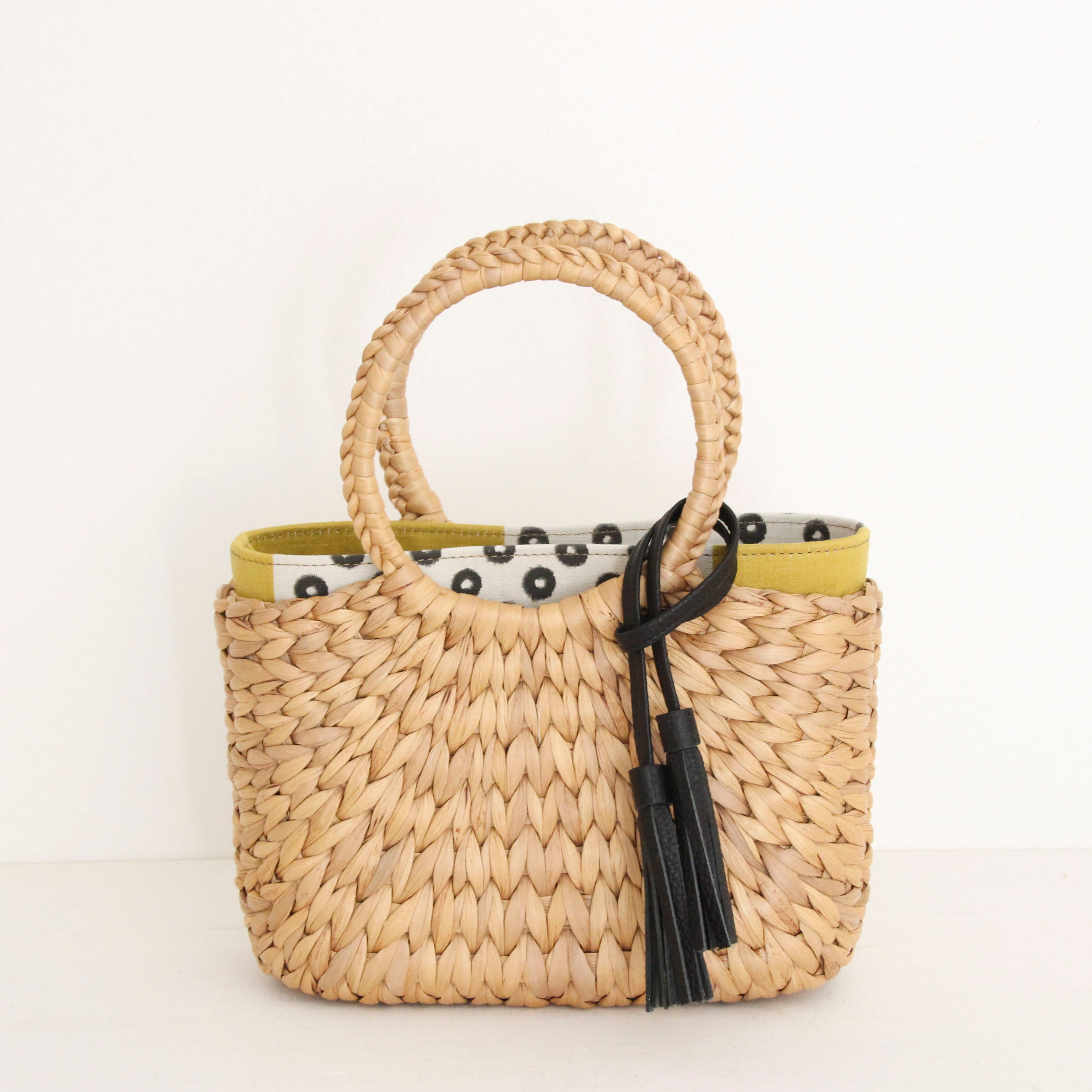 イカットイエロー / インナーバッグ / かごバッグ Sサイズ用 / XL