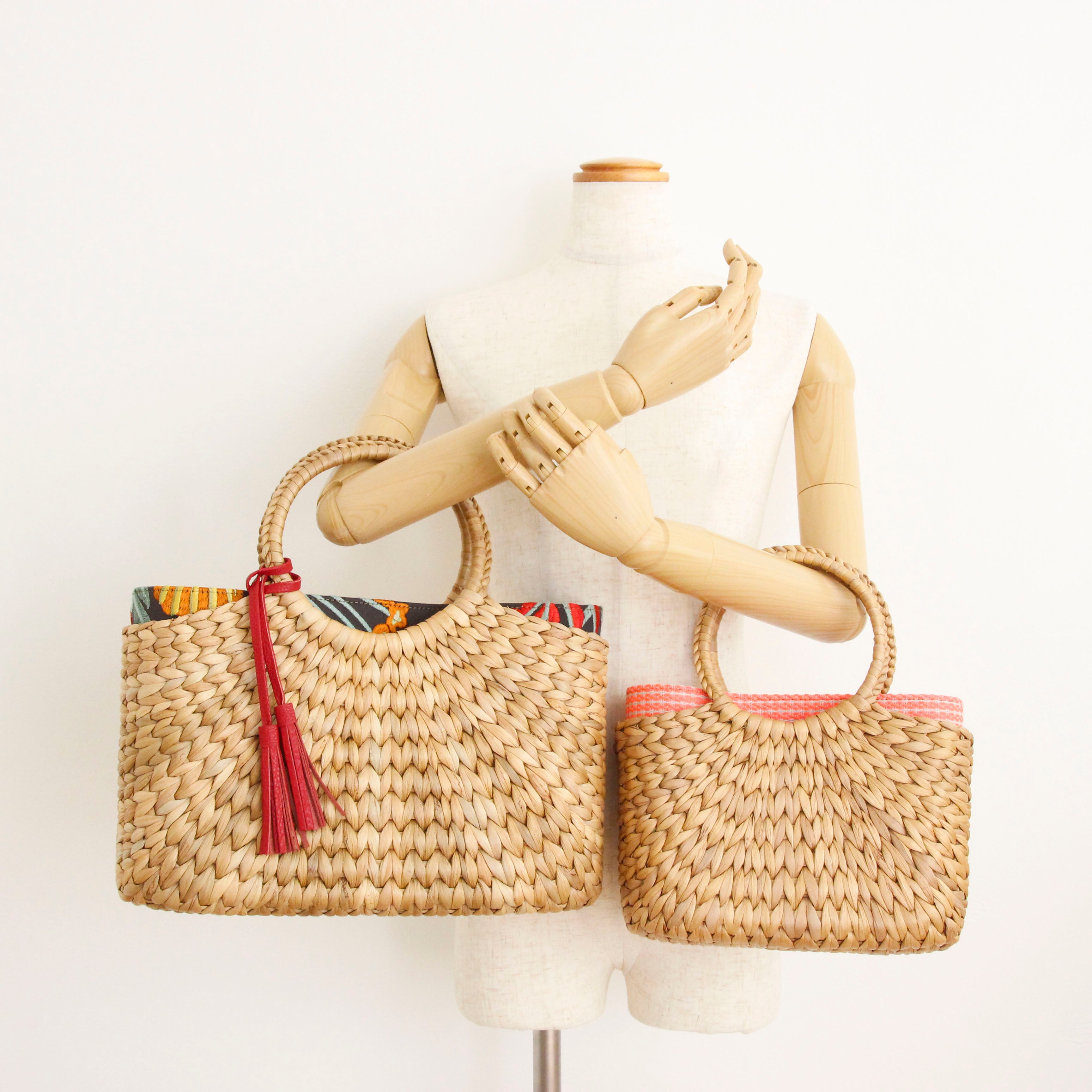 ピーチラメボーダー / インナーバッグ / かごバッグ Sサイズ用 / L