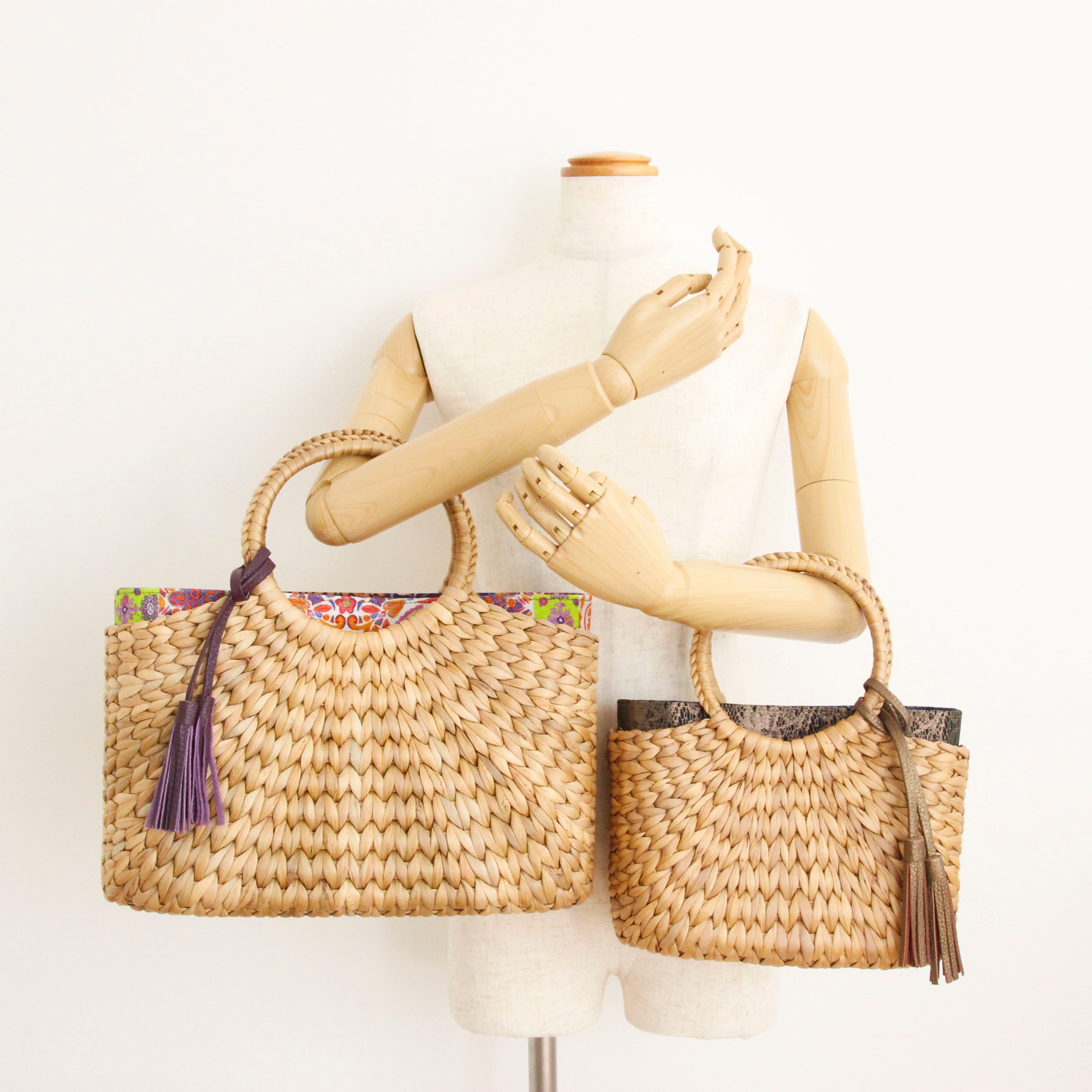 パッチワークカラフル / インナーバッグ /かごバッグ Mサイズ用/ XL