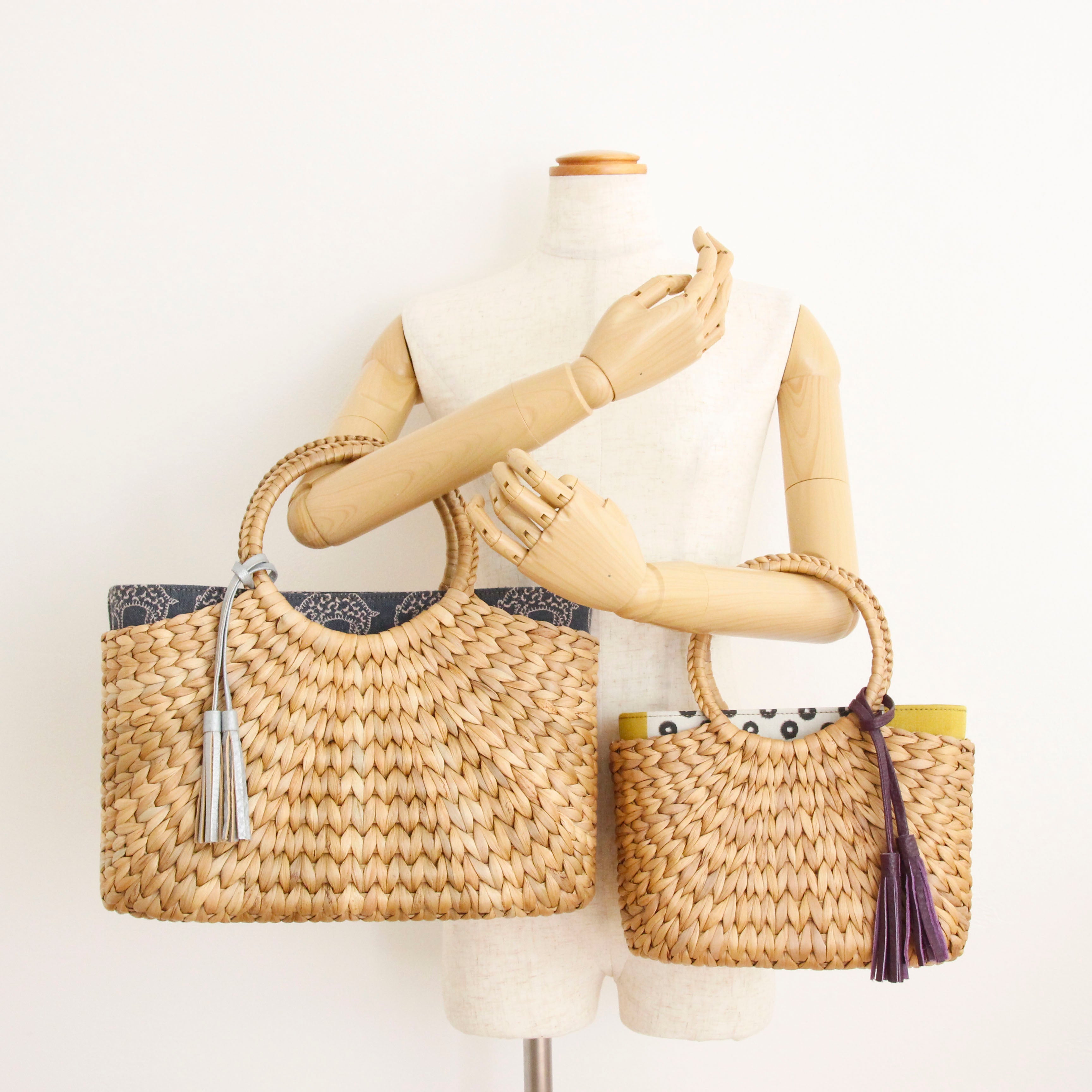 mina'sアニマルブルーグレー / インナーバッグ /かごバッグ Mサイズ用/ SXL