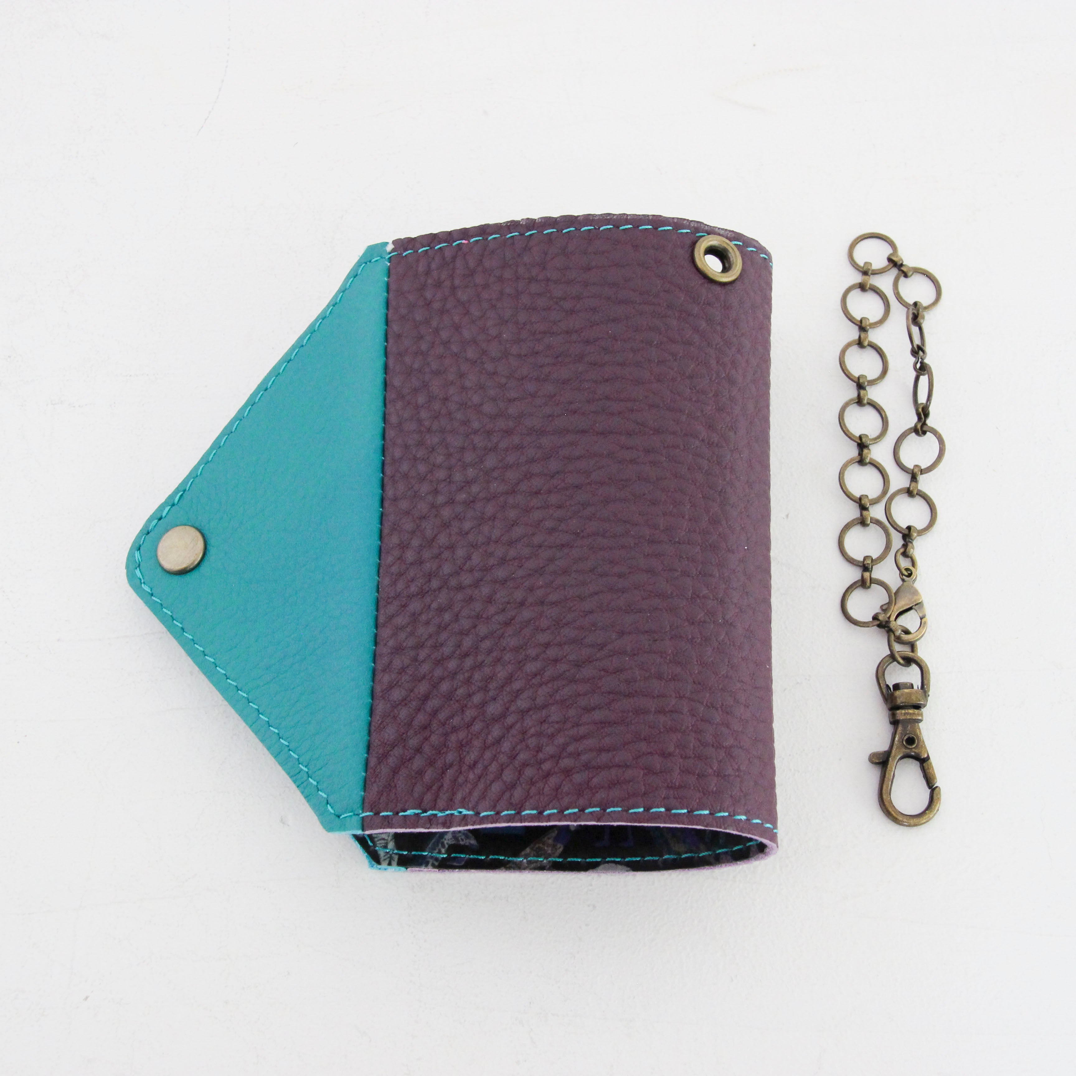ターコイズ×パープルレザー / マスクケース