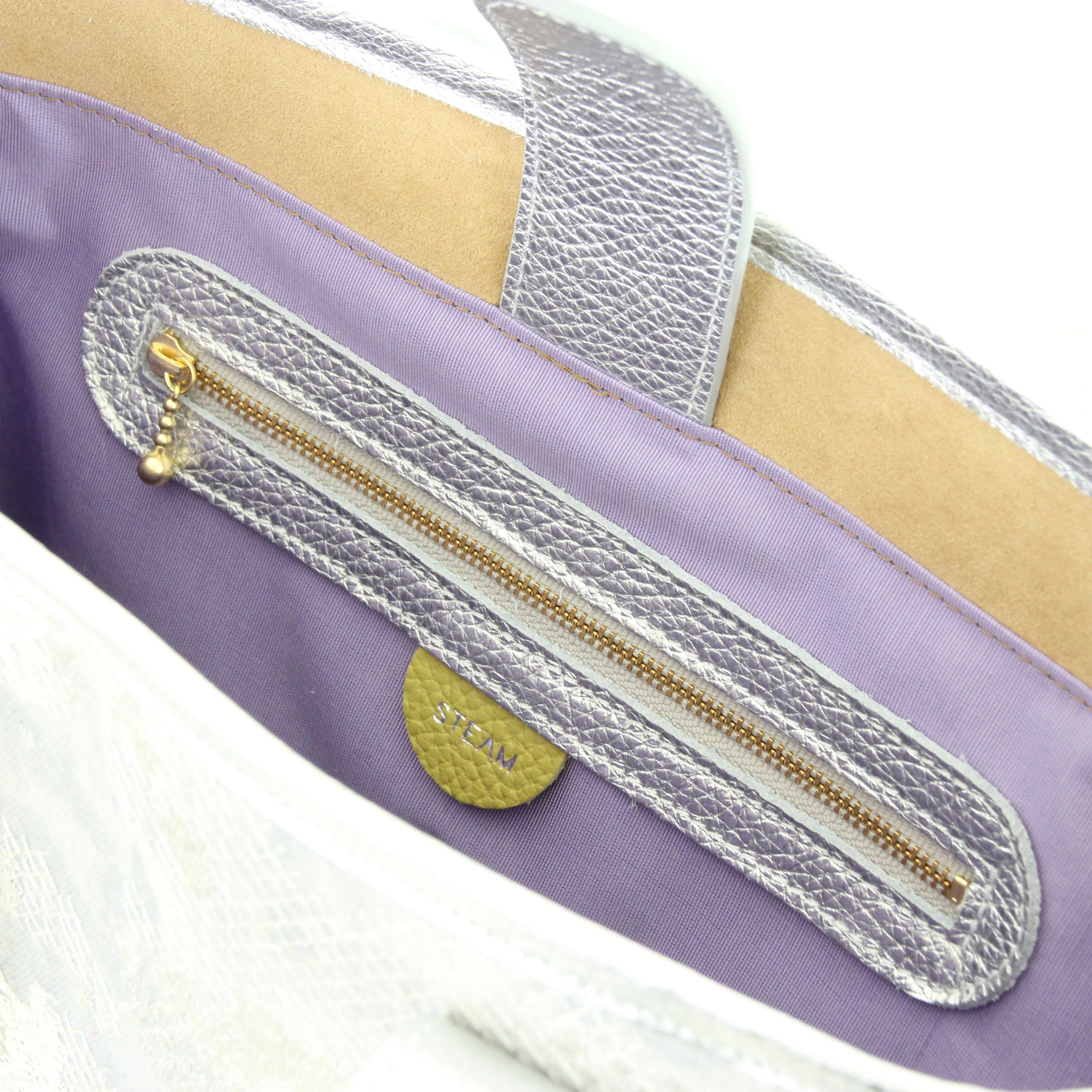 マーブル刺繍シルバーXL / かごトート