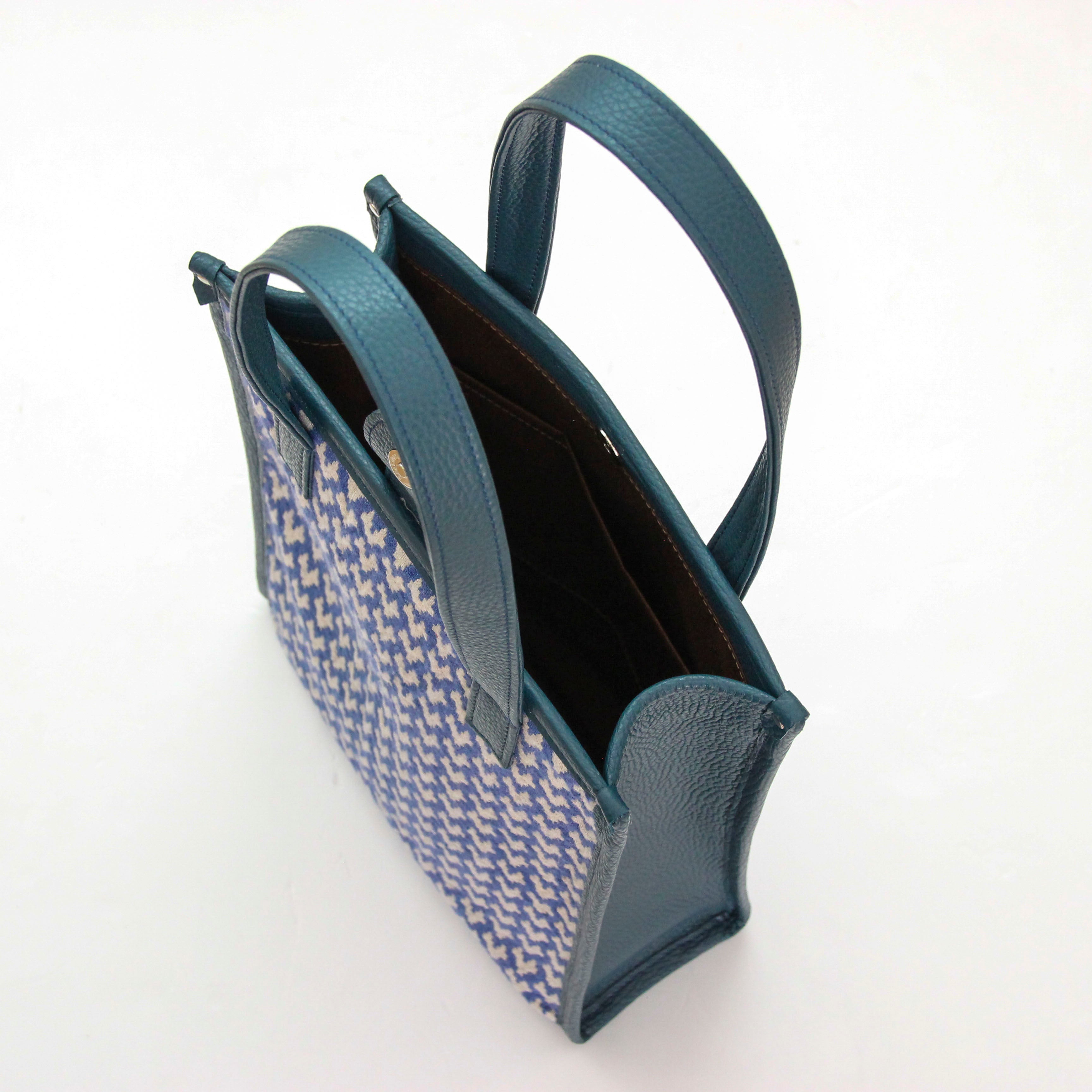 ラファーノ デニム×アイボリー×ディープオーシャン SXL / バーティカルトート トールM