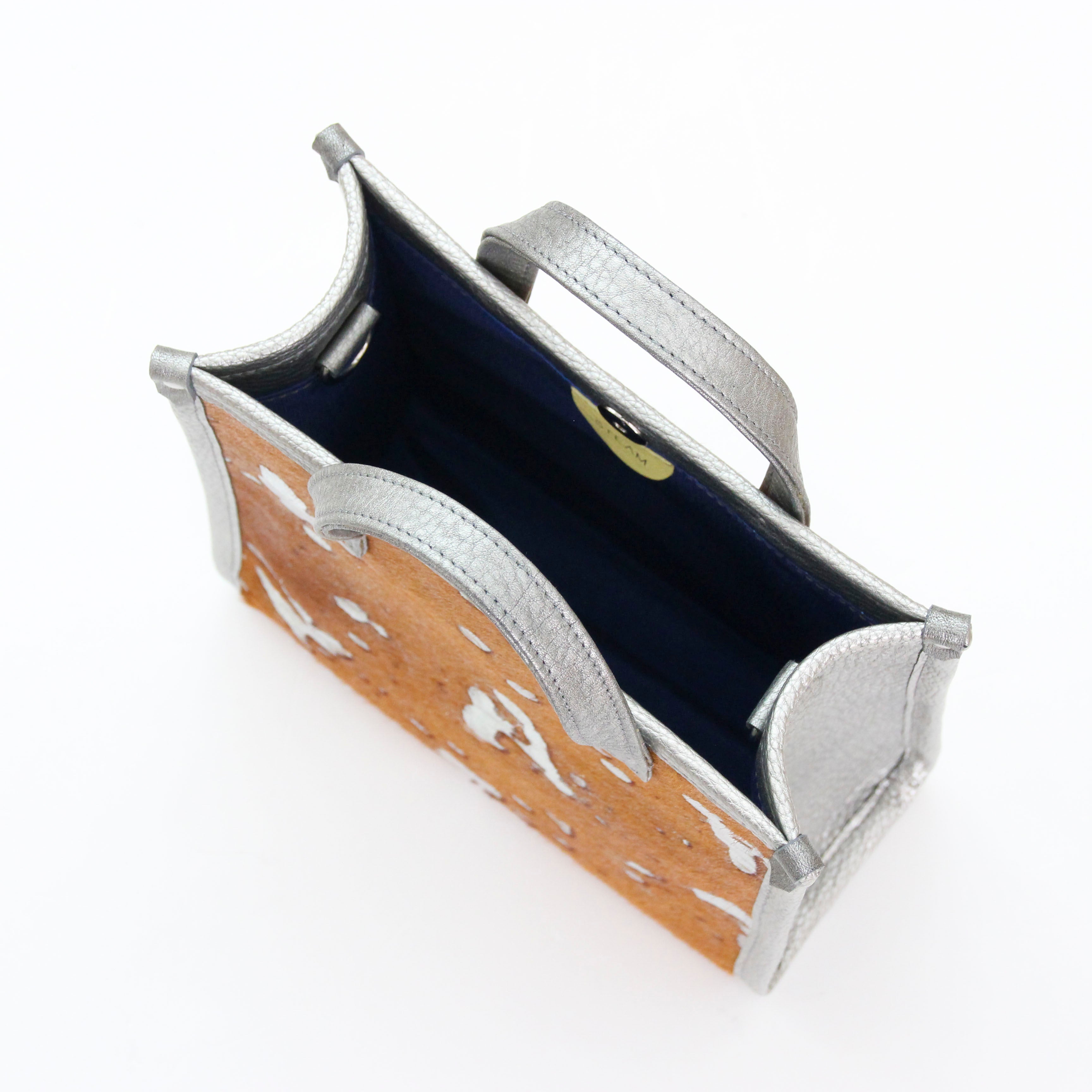 ブラウン起毛シルバー箔×シルバー LXL / バーティカルトート トールS