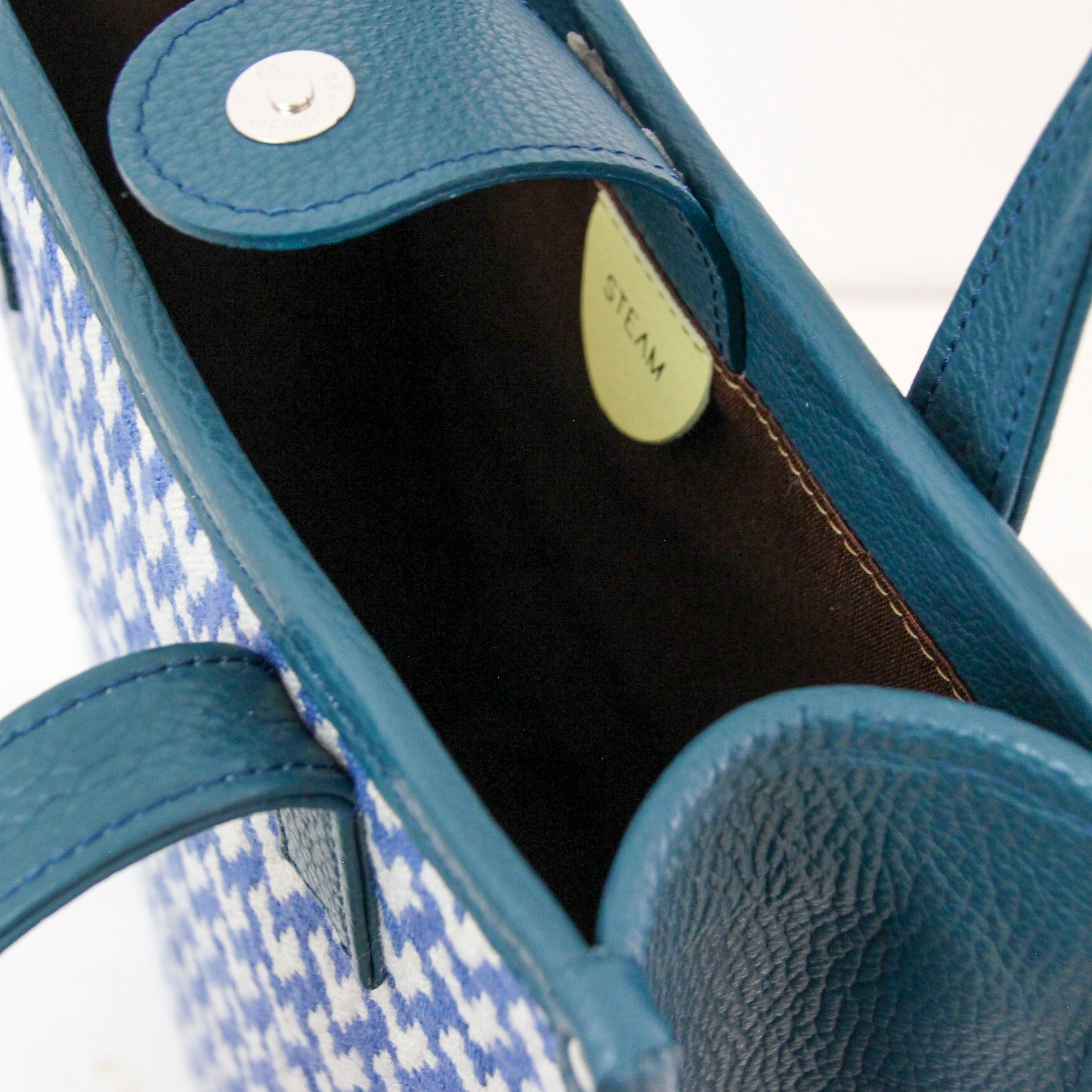 ラファーノ デニム×アイボリー×ディープオーシャン SXL / バーティカルトート トールM