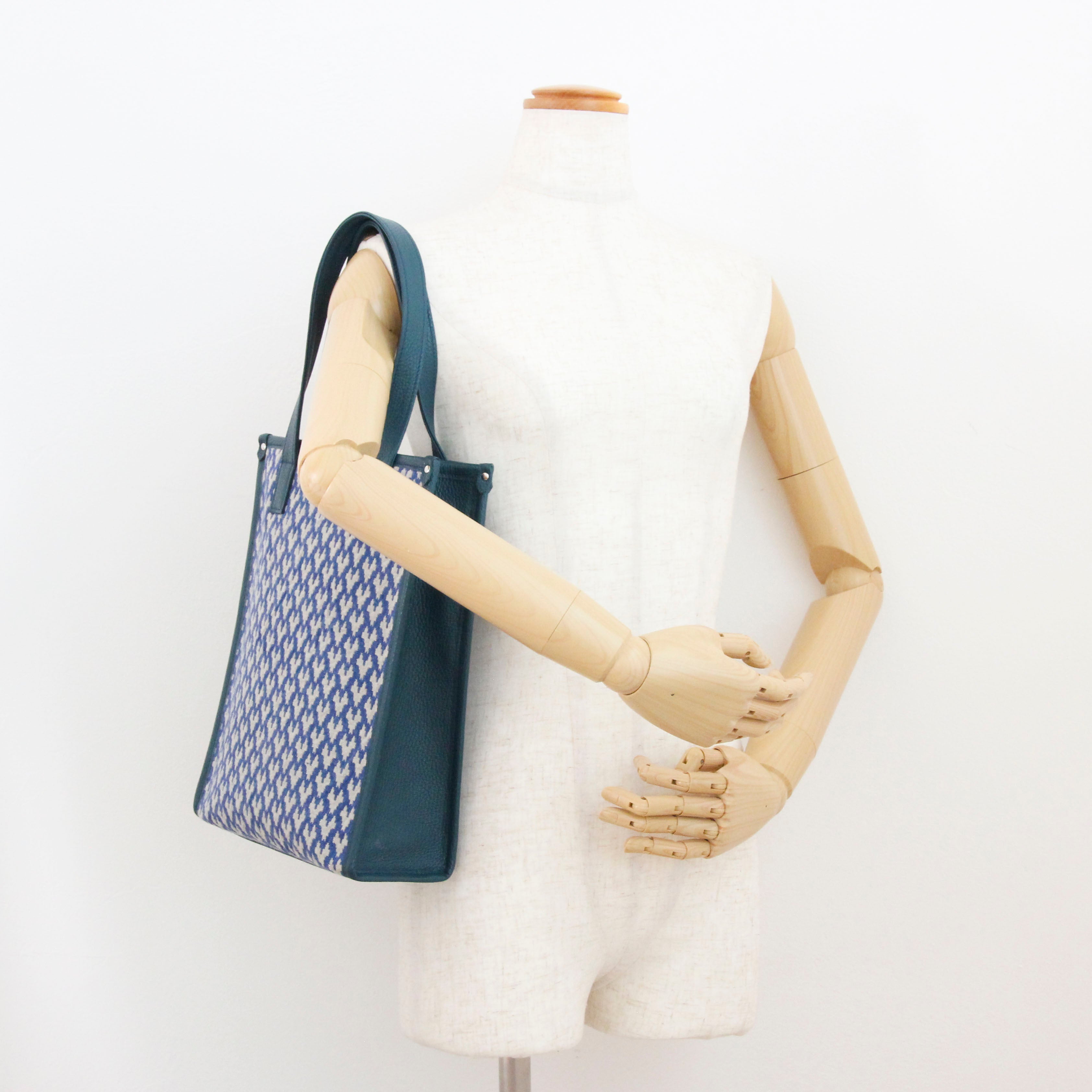 ラファーノ デニム×アイボリー×ディープオーシャン SXL / バーティカルトート トールM