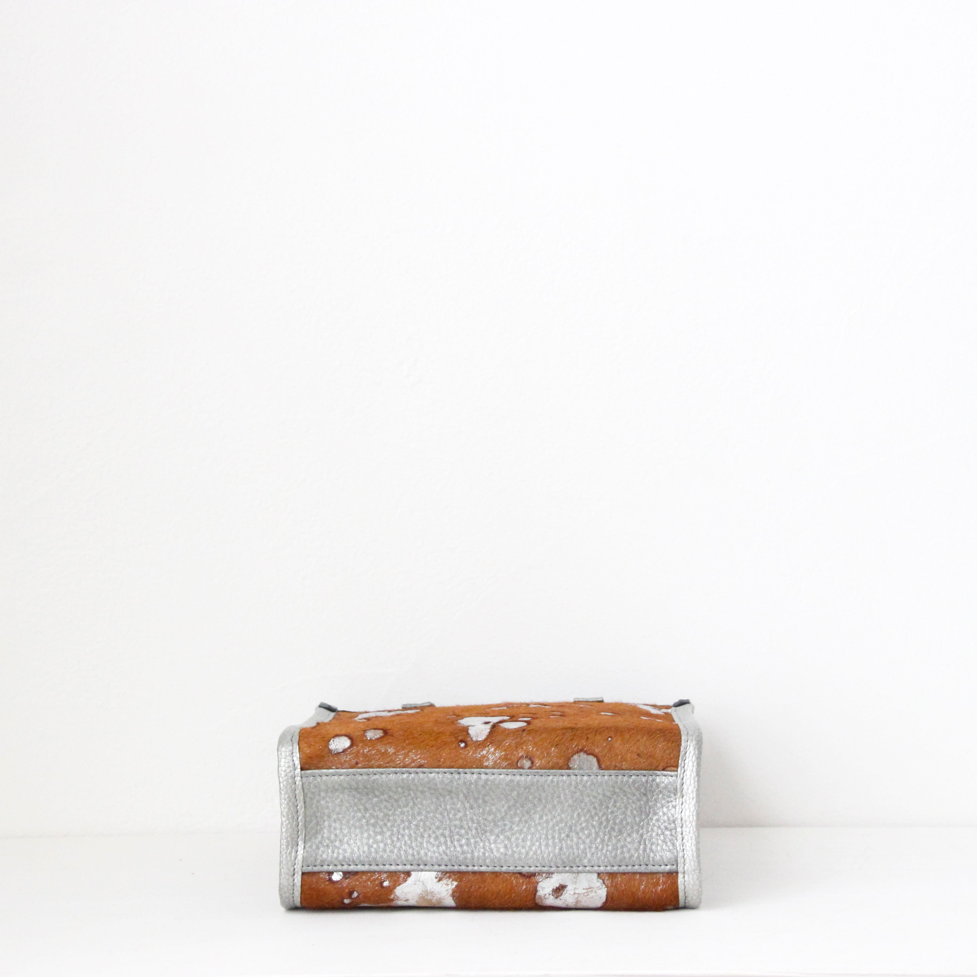 ブラウン起毛シルバー箔×シルバー LXL / バーティカルトート トールS