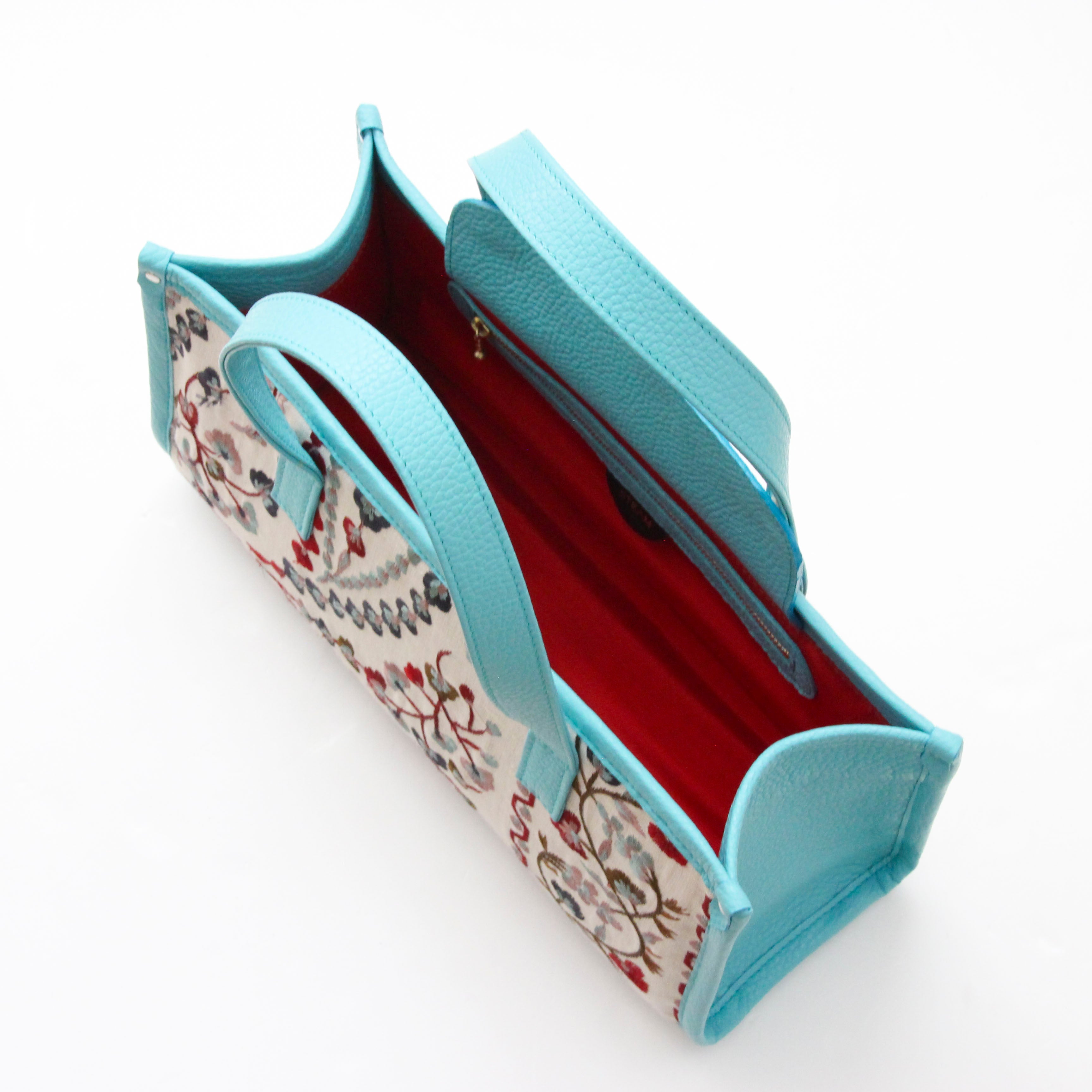 スプリングプランツホワイトベース LXL ×アクア / バーティカルトート ショート