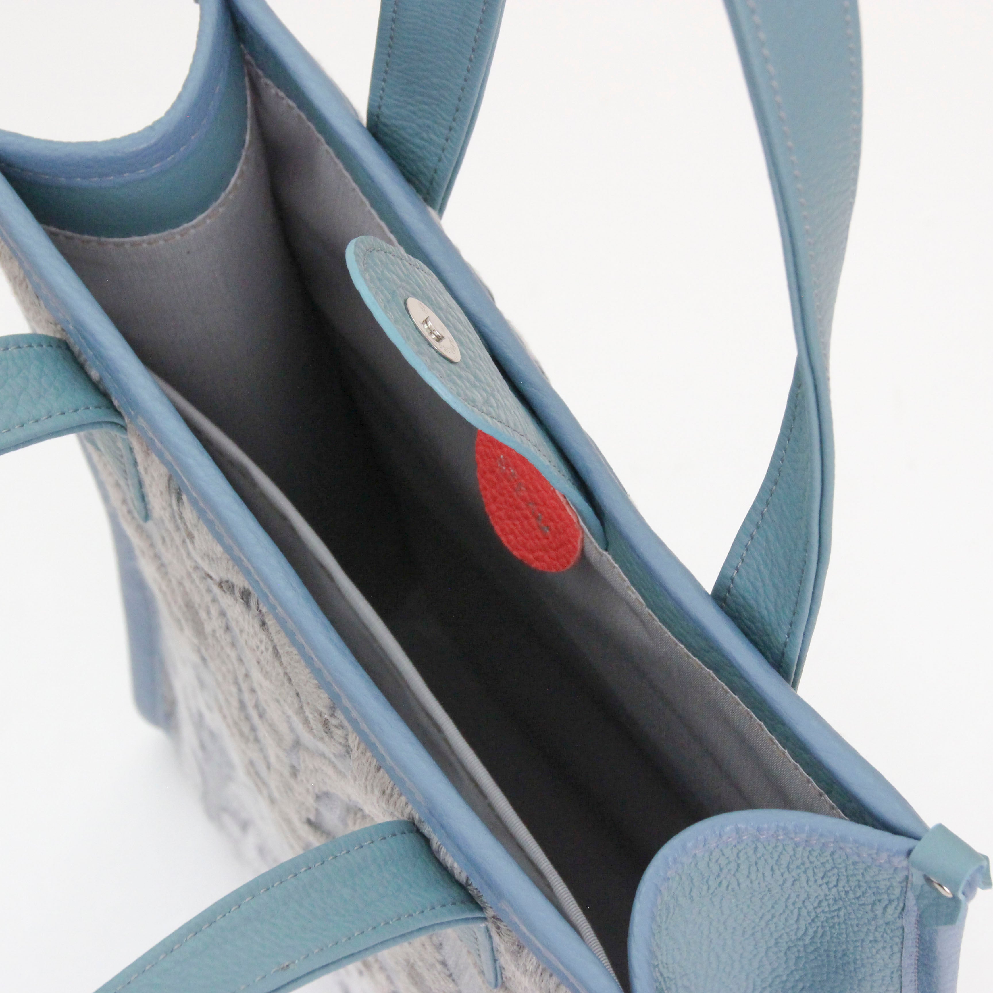 ウール刺繍フェイテッドジーンズ×ブルーグレー SXL / バーティカルトート トールM