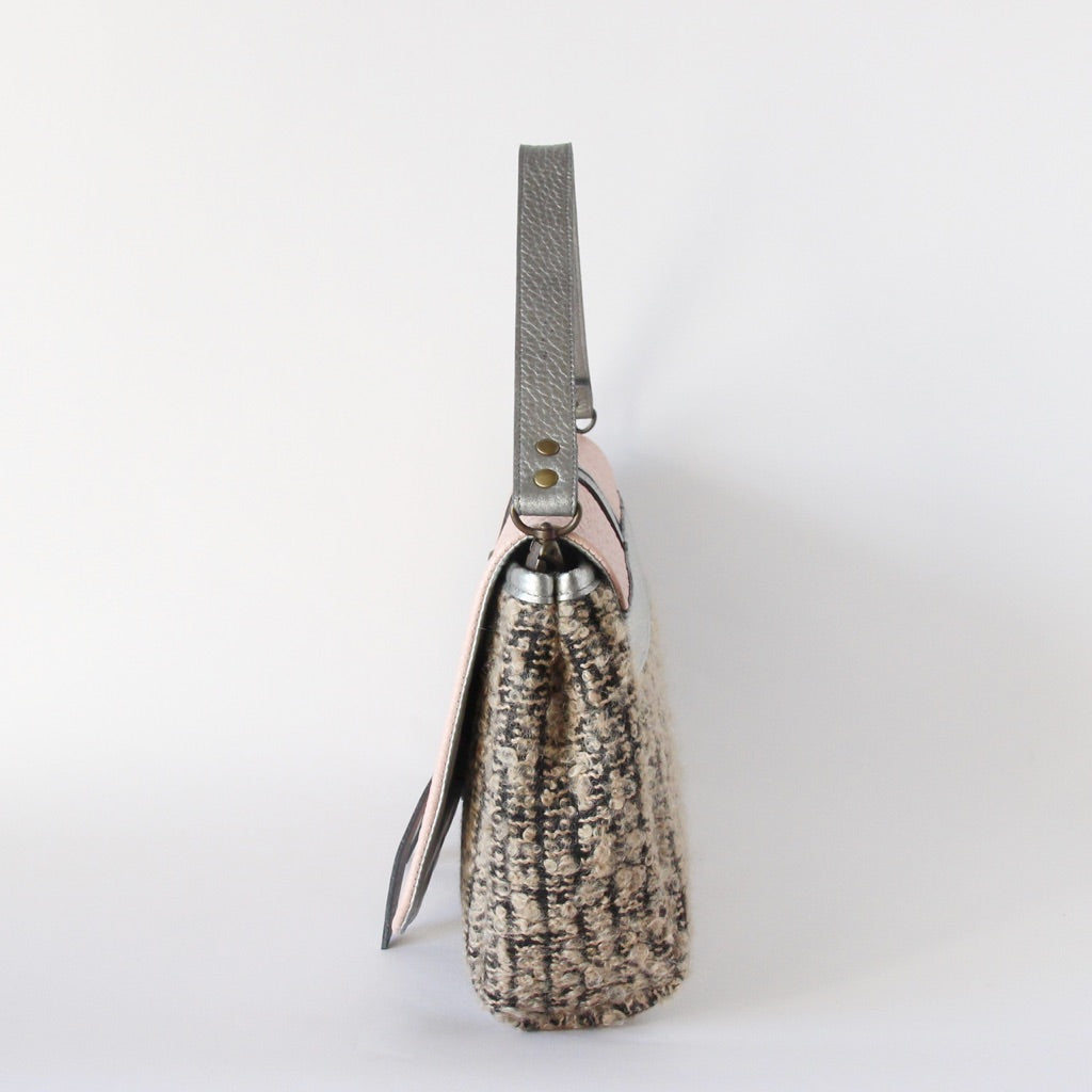 ピンクレザー×ベージュモヘア / 3wayバッグMサイズ