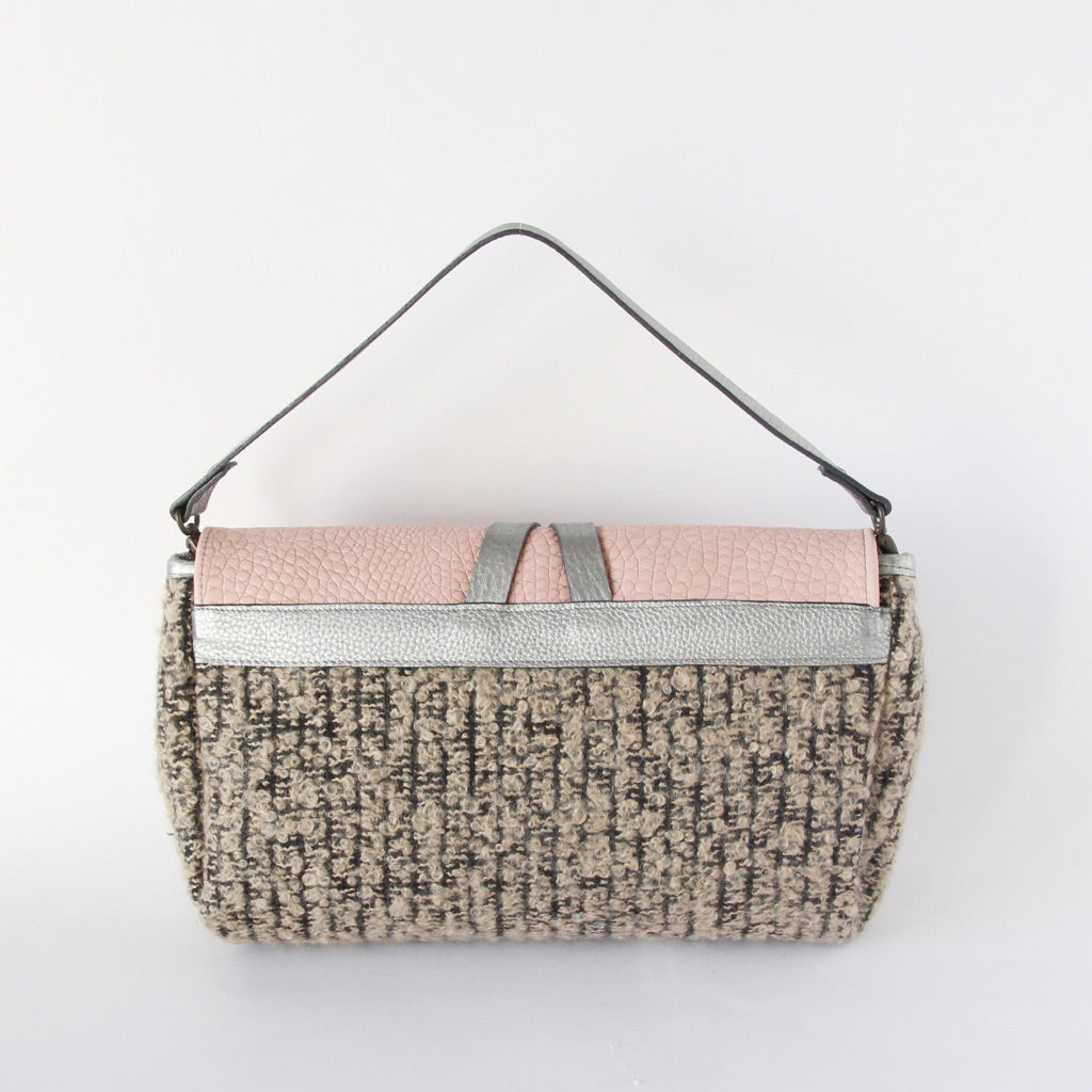 ピンクレザー×ベージュモヘア / 3wayバッグMサイズ