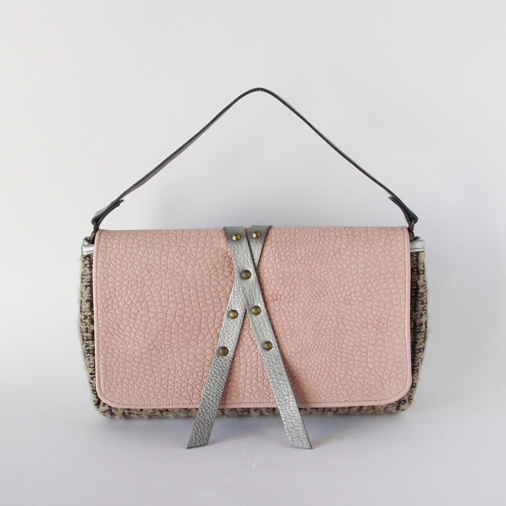 ピンクレザー×ベージュモヘア / 3wayバッグMサイズ