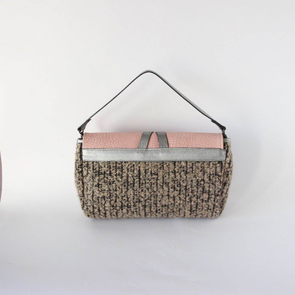 ピンクレザー×ベージュモヘア / 3wayバッグMサイズ