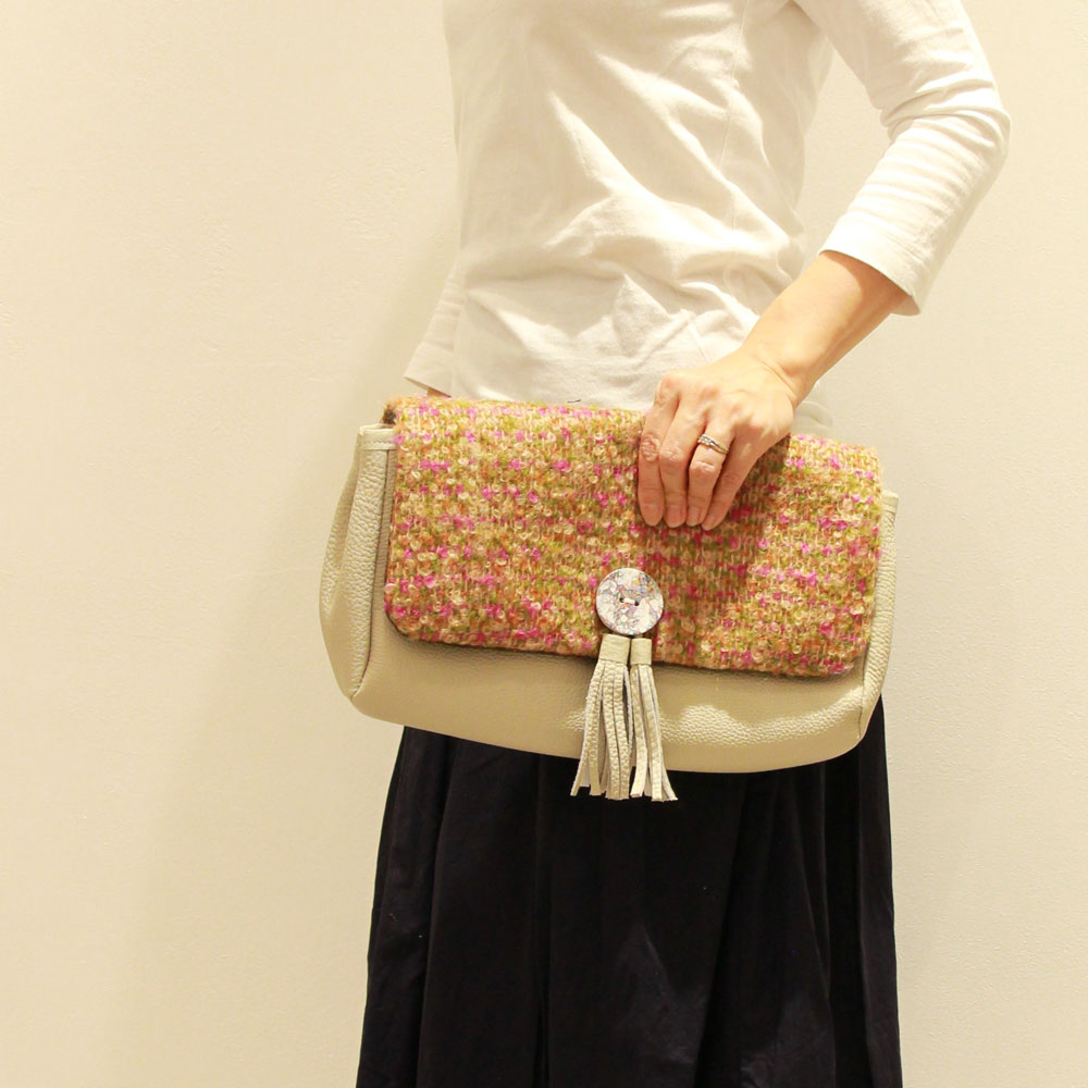 オレンジ×グリーンモヘア / 3wayバッグ Sサイズ