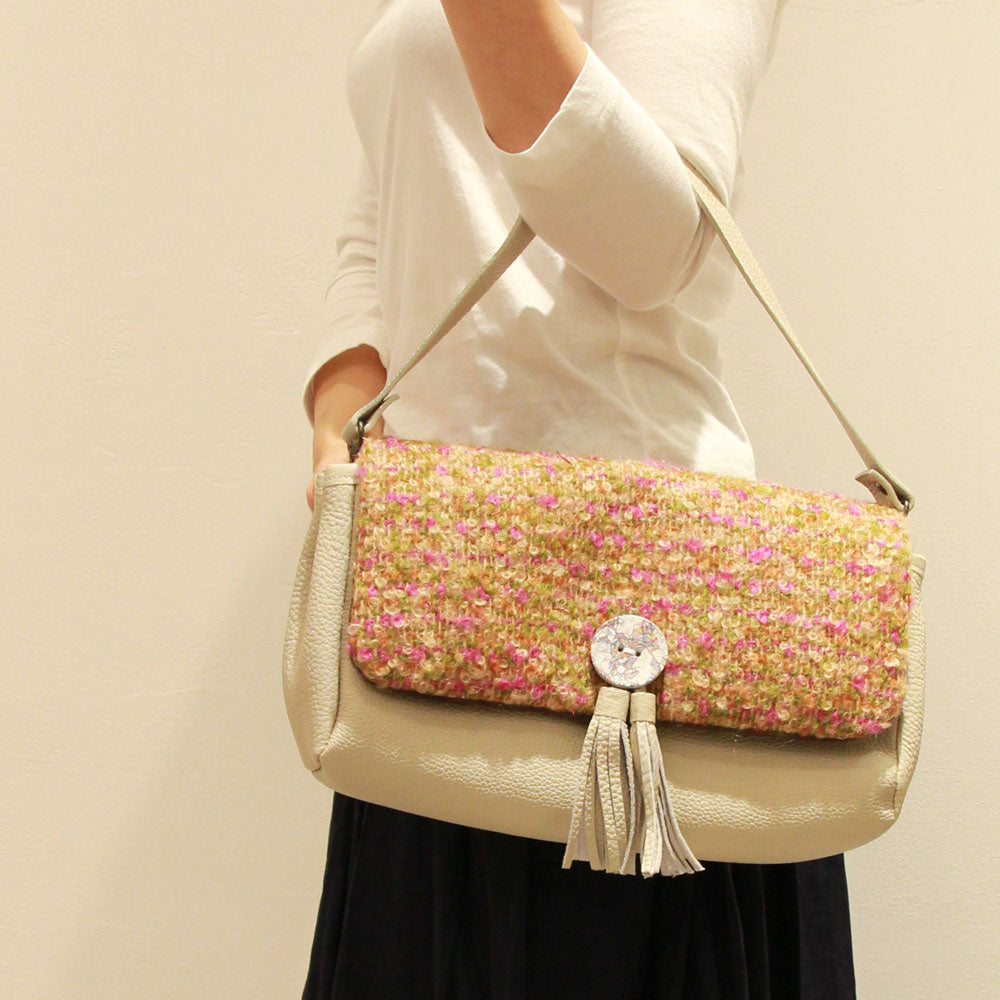 オレンジ×グリーンモヘア / 3wayバッグ Sサイズ