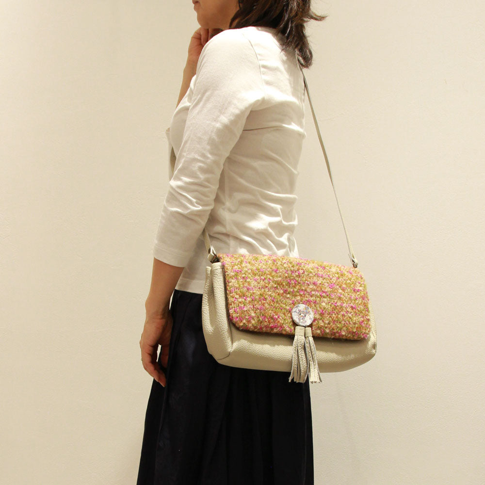 オレンジ×グリーンモヘア / 3wayバッグ Sサイズ