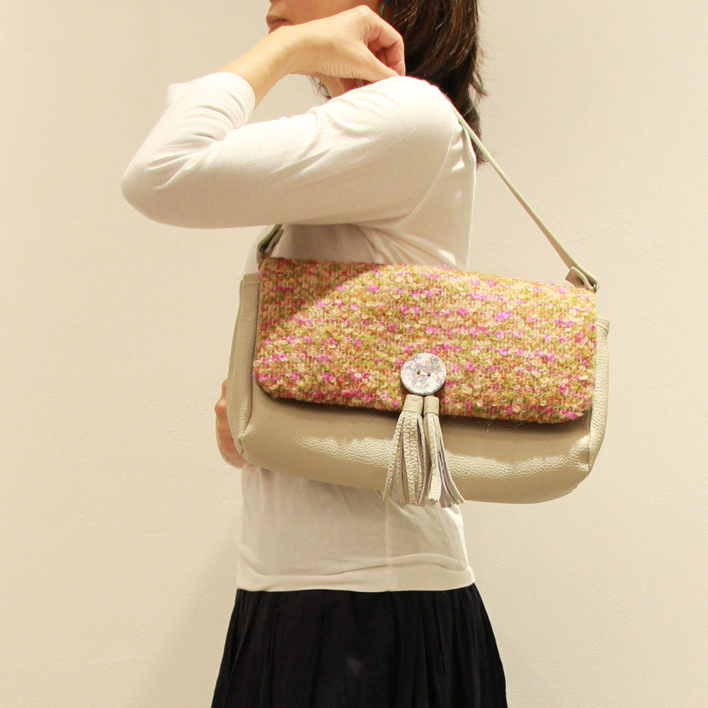 オレンジ×グリーンモヘア / 3wayバッグ Sサイズ