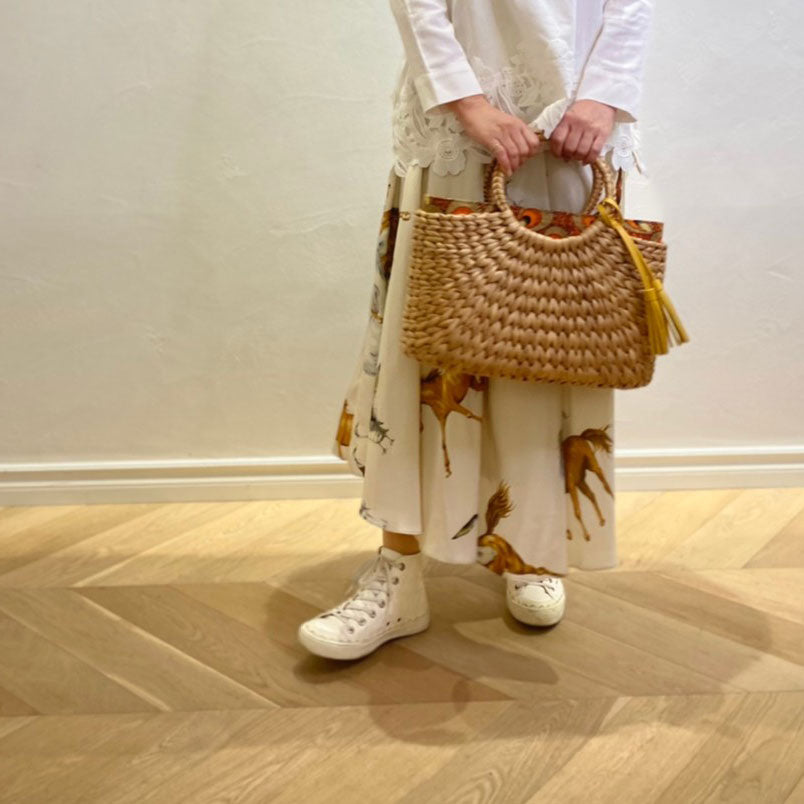 アフリカンフェザーオレンジ / インナーバッグ /かごバッグ Mサイズ用/ S