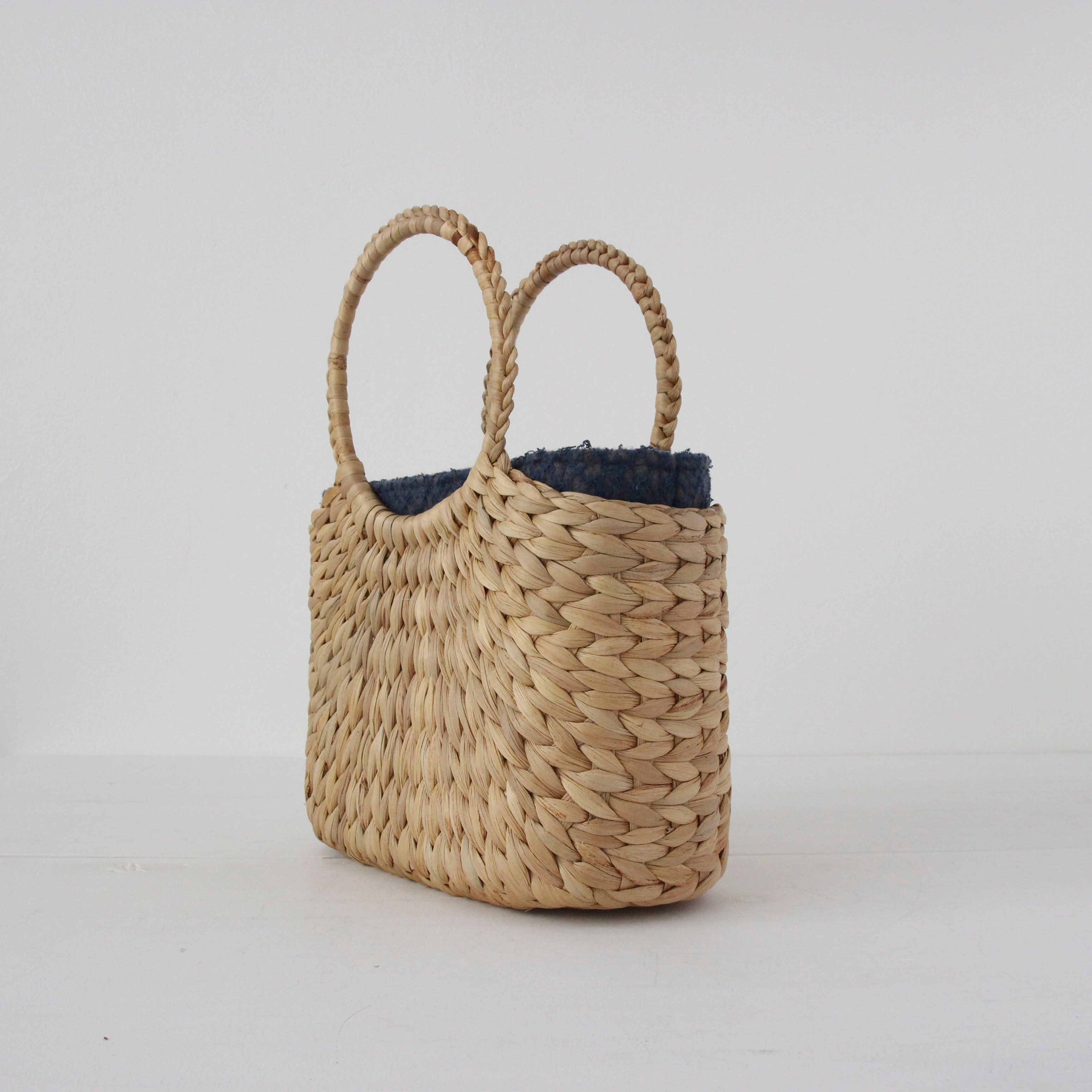 ブルーグレーニット / インナーバッグ / かごバッグ Sサイズ用 / L